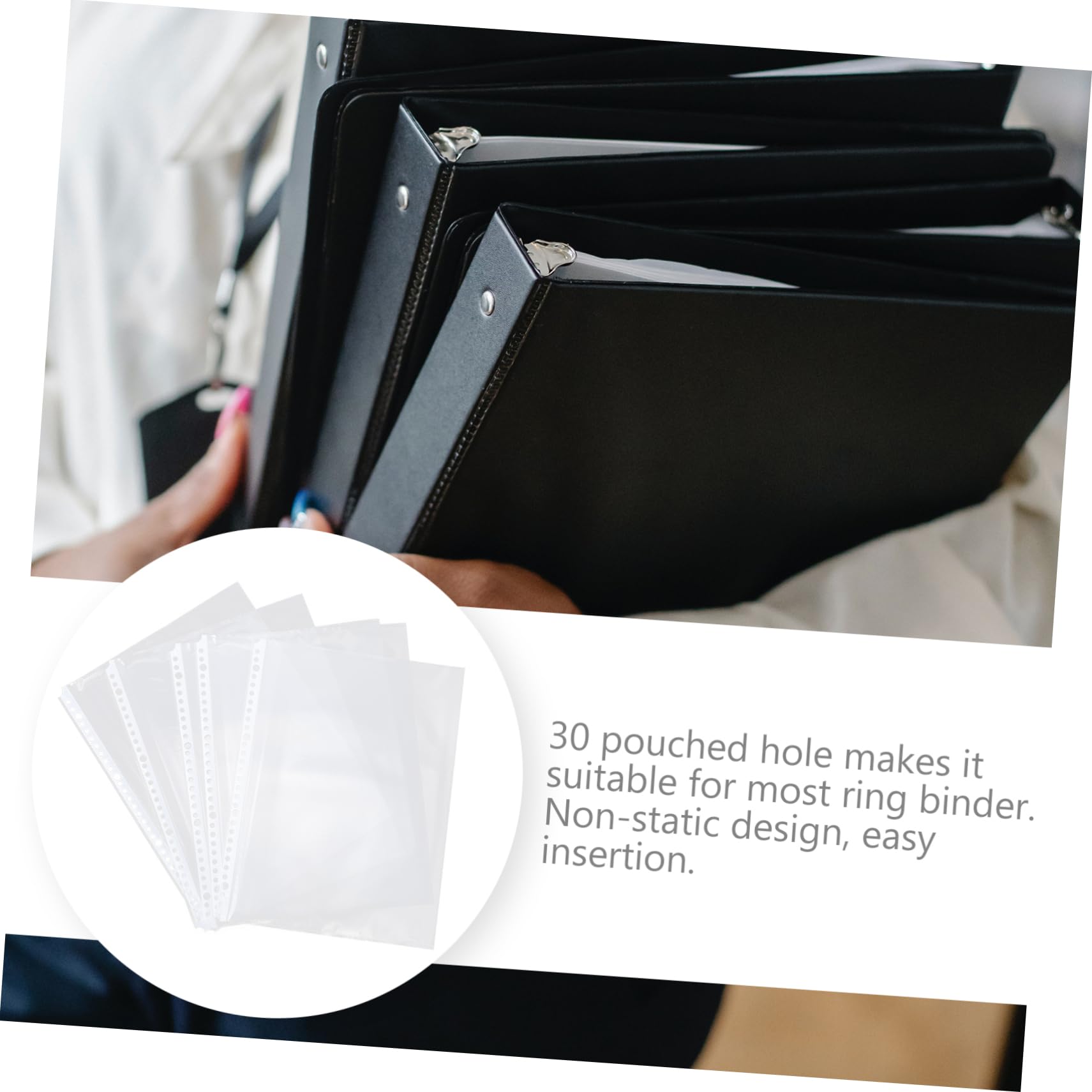 MAGICLULU 100 Pezzi A4 Raccoglitori Pagine Interne Protezioni Sacchetti Di Stoccaggio 30 Fori Per Ufficio