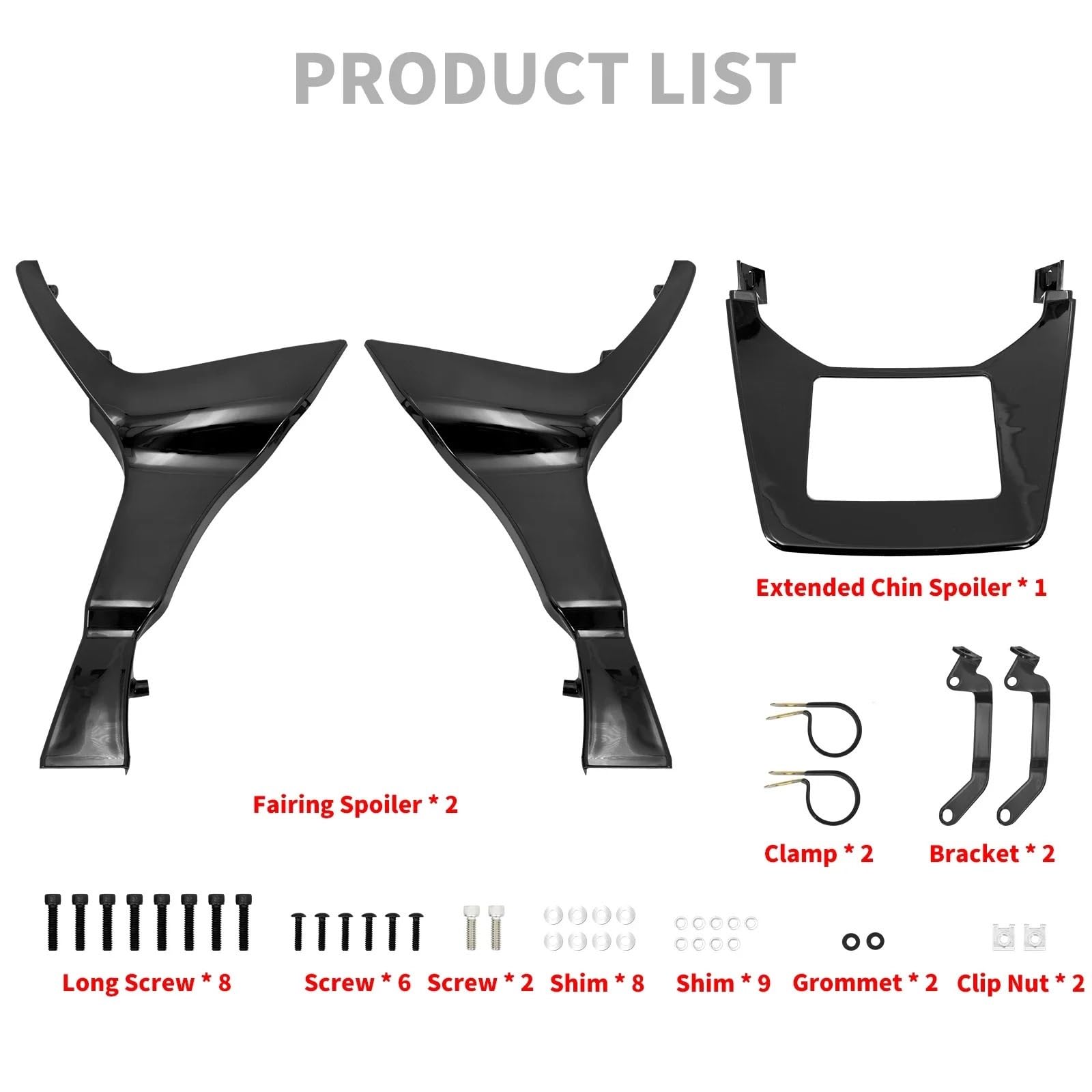 Dekoracja motocykl Front Lip Splitter Pasuje do motocykla Harley Touring Road Glide Special FLTRXS 2017-2022 Połysk czarny owiewka spoilery osłona lewa i prawa