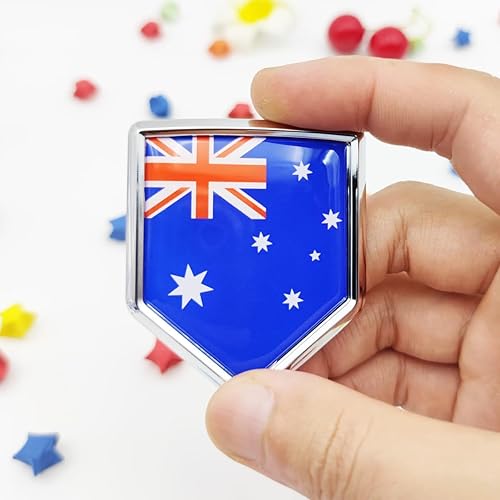 Miniatura 2 de Overdecor Calcomanías de bandera de Australia, emblema de automóvil, accesorios de automóvil australiano, decoraciones de bandera de escudo cromado,