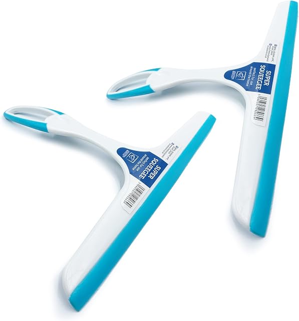 Pack of 2 Window Squeegee Glass Cleaning Wiper  Multipurpose Glass Squeegee Window Cleaner for Cars, Bathroom and Shower Squeegee with Plastic Body, Rubber Blade, and Easy Grip Handle