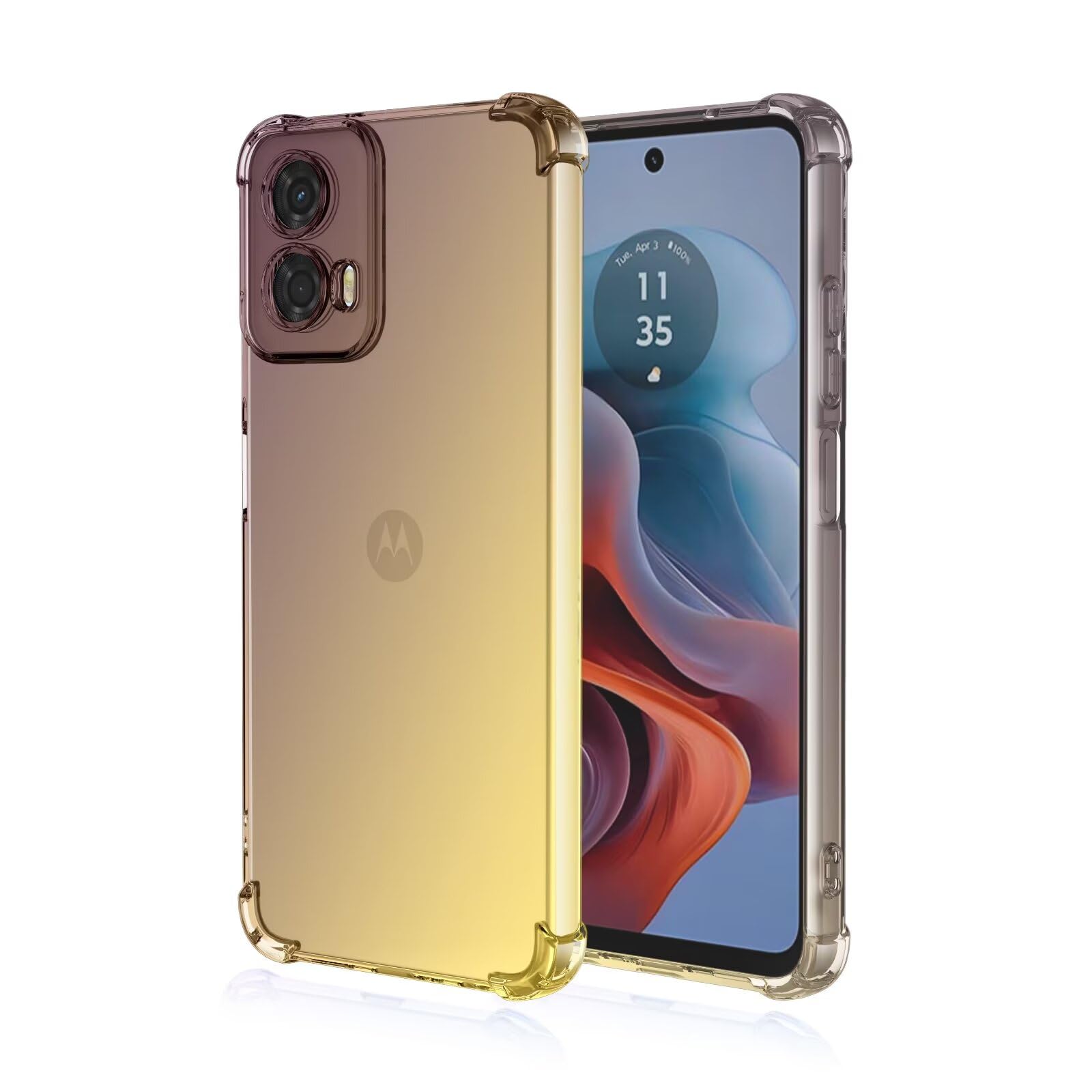 HONLEN Etui do Motorola Moto Edge 50 Fusion Case, przezroczyste etui z gradientem kolorystycznym TPU, silikonowe etui na telefon komórkowy, wzmocnienie z czterema narożnikami, czarno-złote