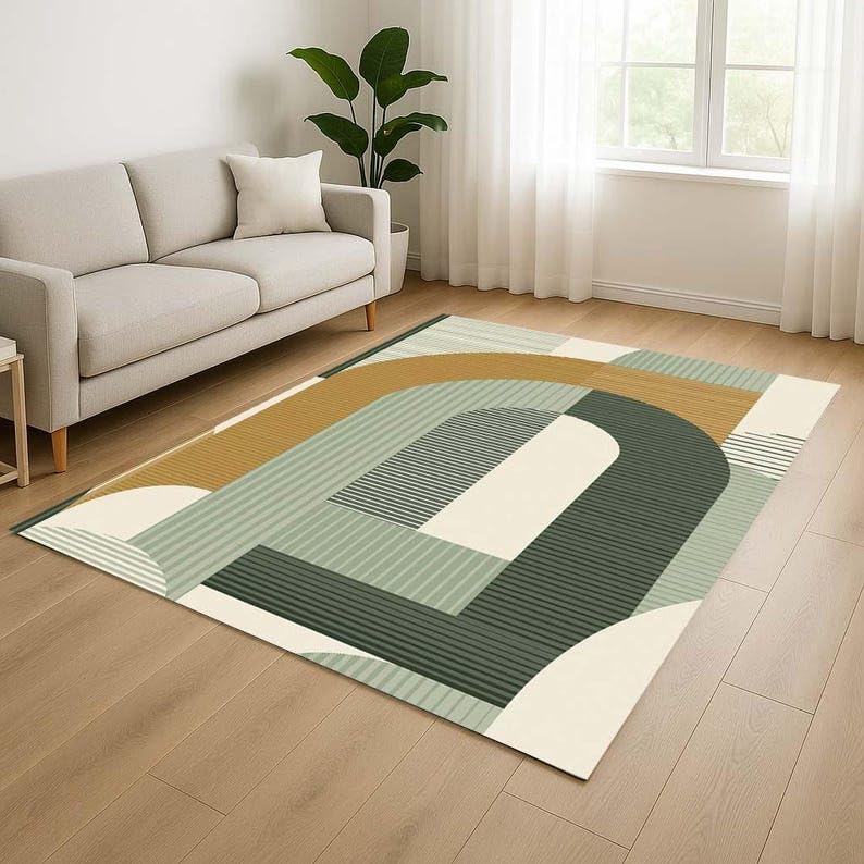 Tapis géométrique bohème chic lavable et antidérapant dans la chambre