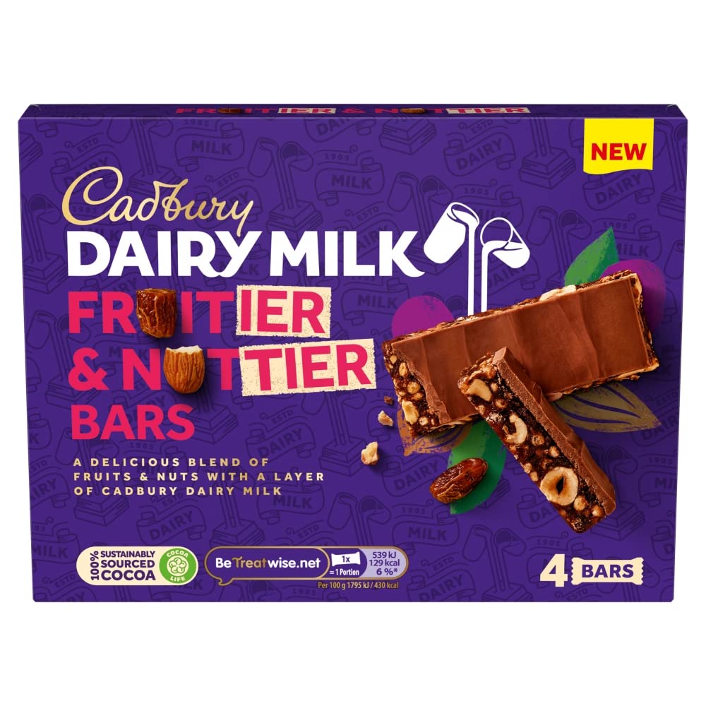 Cadbury Dairy Milk Fruitier & Nuttier Bars 4 x 30g (120g)