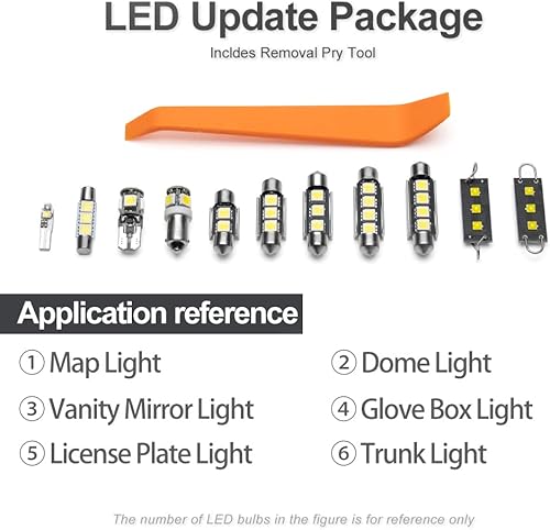 Miniatura 7 de Kit de 11 bombillas LED interiores Camry para Toyota Camry 2002 2003 2004 2005 2006 luces de cúpula de mapa, luces de tronco, superbrillantes, 6000