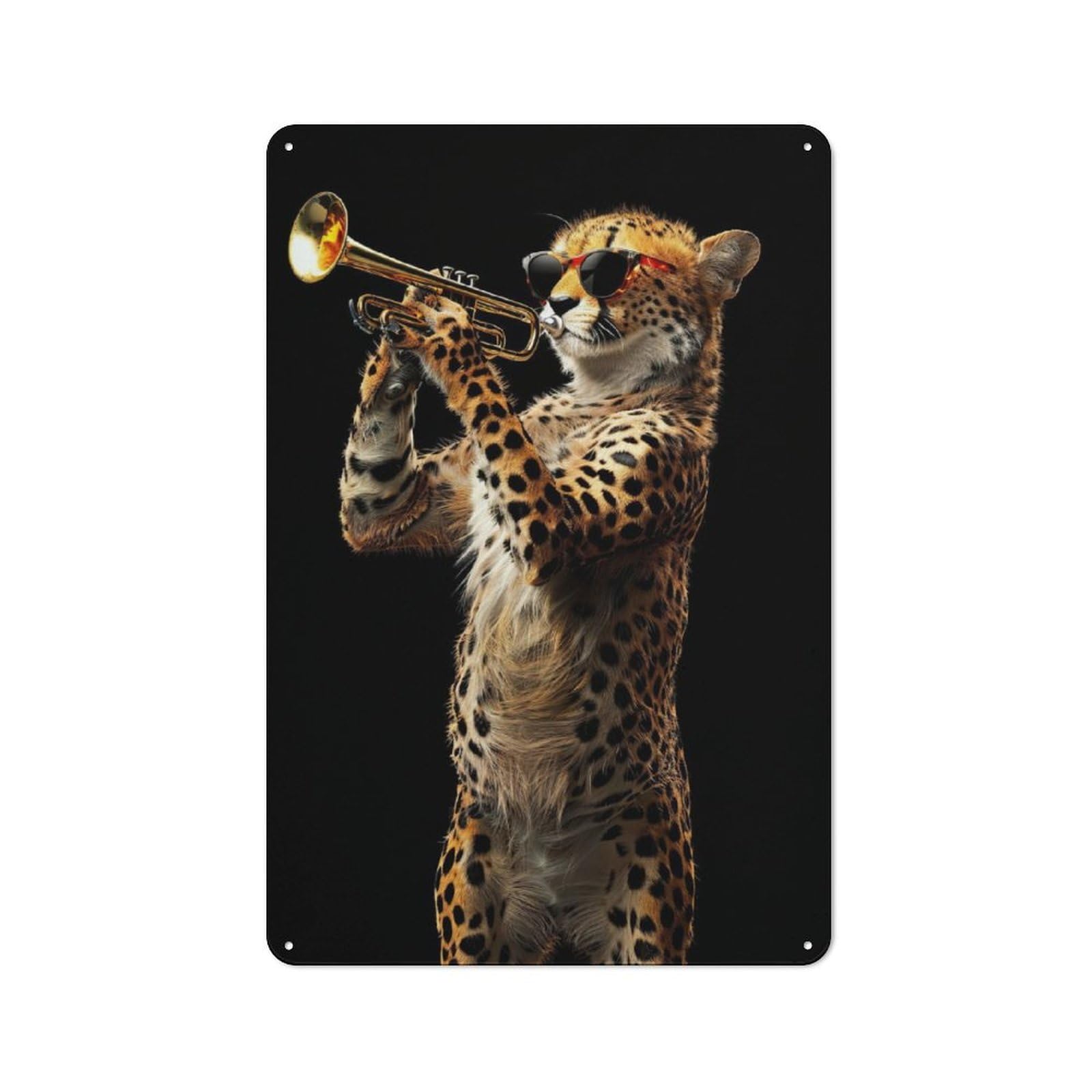 Junmoney Cheetah Trumpet Vintage Metal Plaque 30X20cm For Man Cave Or Games Room, For An Autumn Update To Man Cave And Games Room