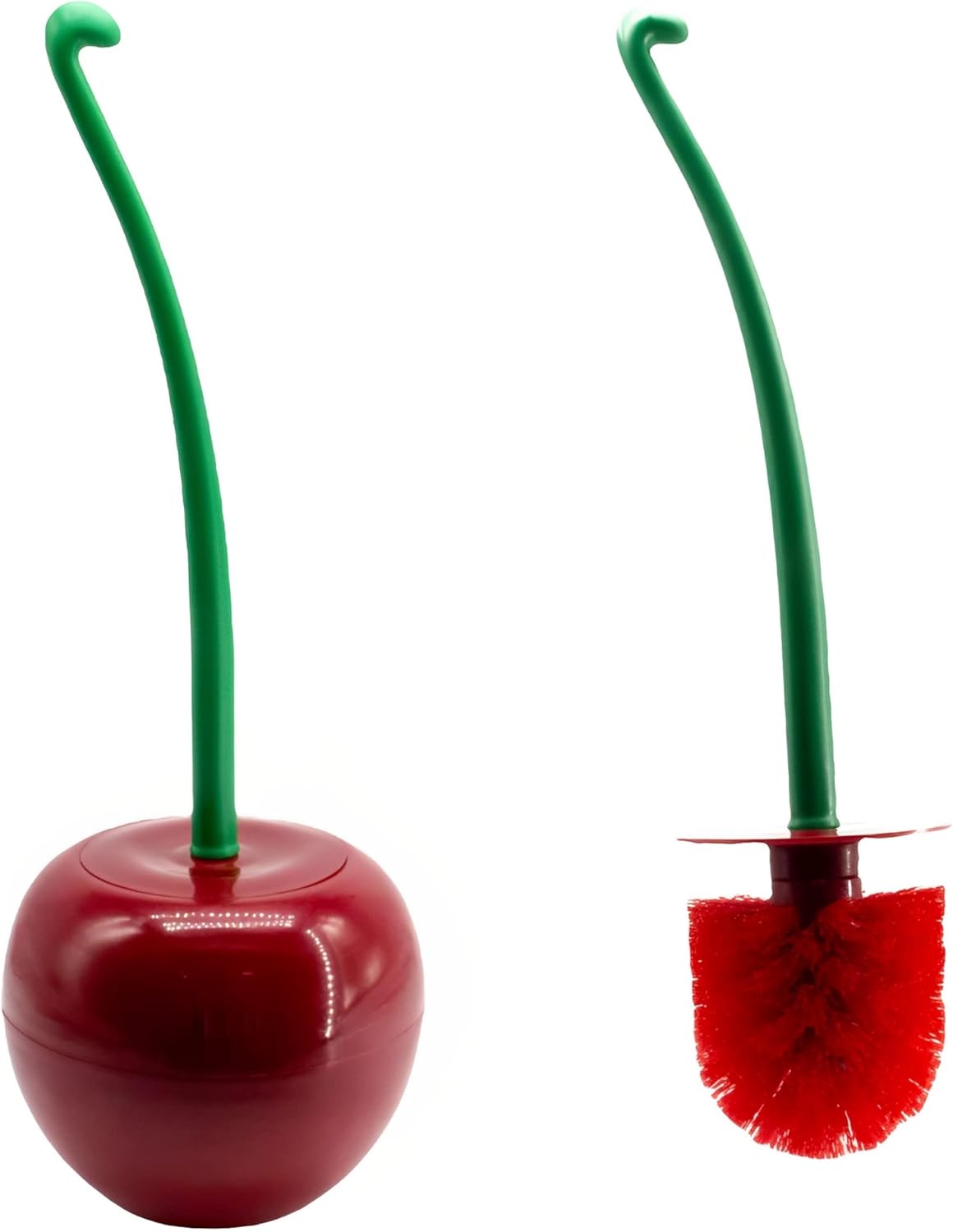 Cherry Toilet Brush Set, Cute Standing Toilet Bowl Brush and Holder Long Handle, Pack of 2, Red