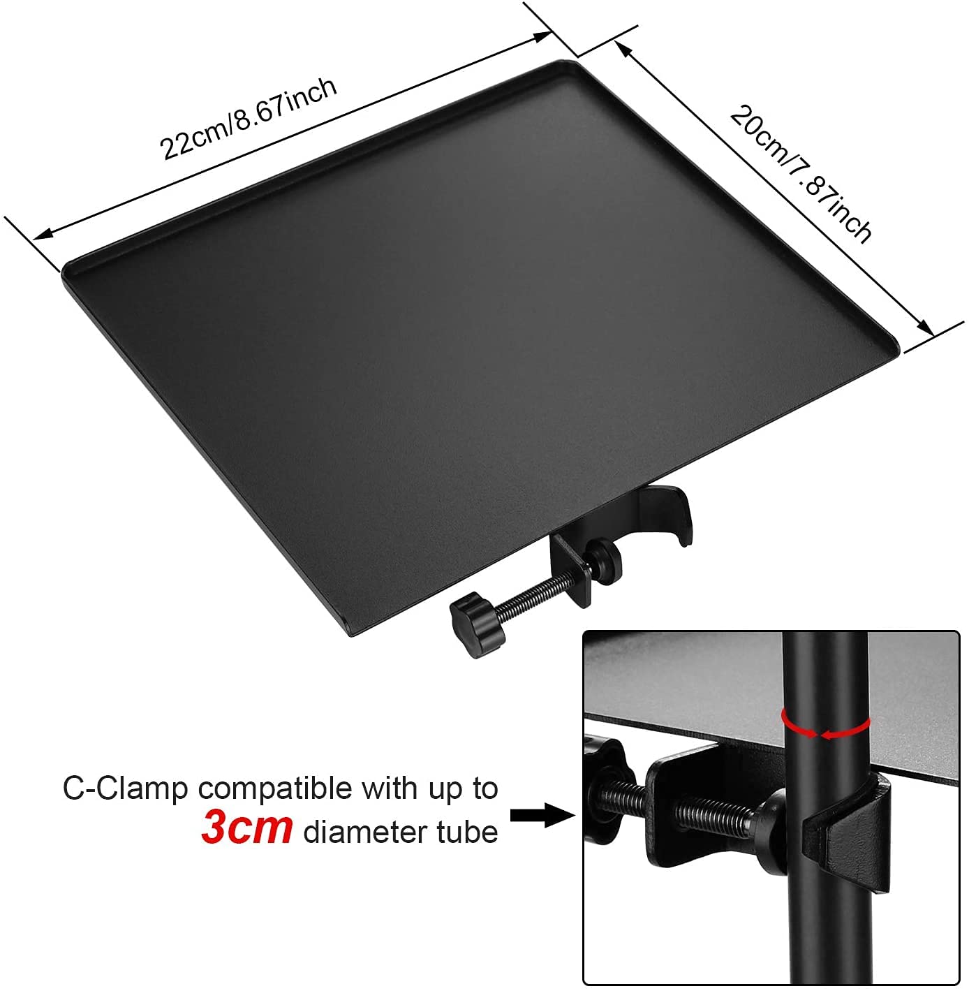 Supporto Microfono Con Vassoio Portaoggetti 20x16 Cm – Compatto, Regolabile E Facile Da Pulire