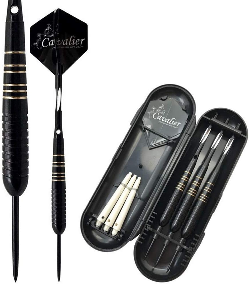 Hongding Professional Steel Tip Darts pin set black carved rod darts, Dart Tool, Dart Sharpener and Case