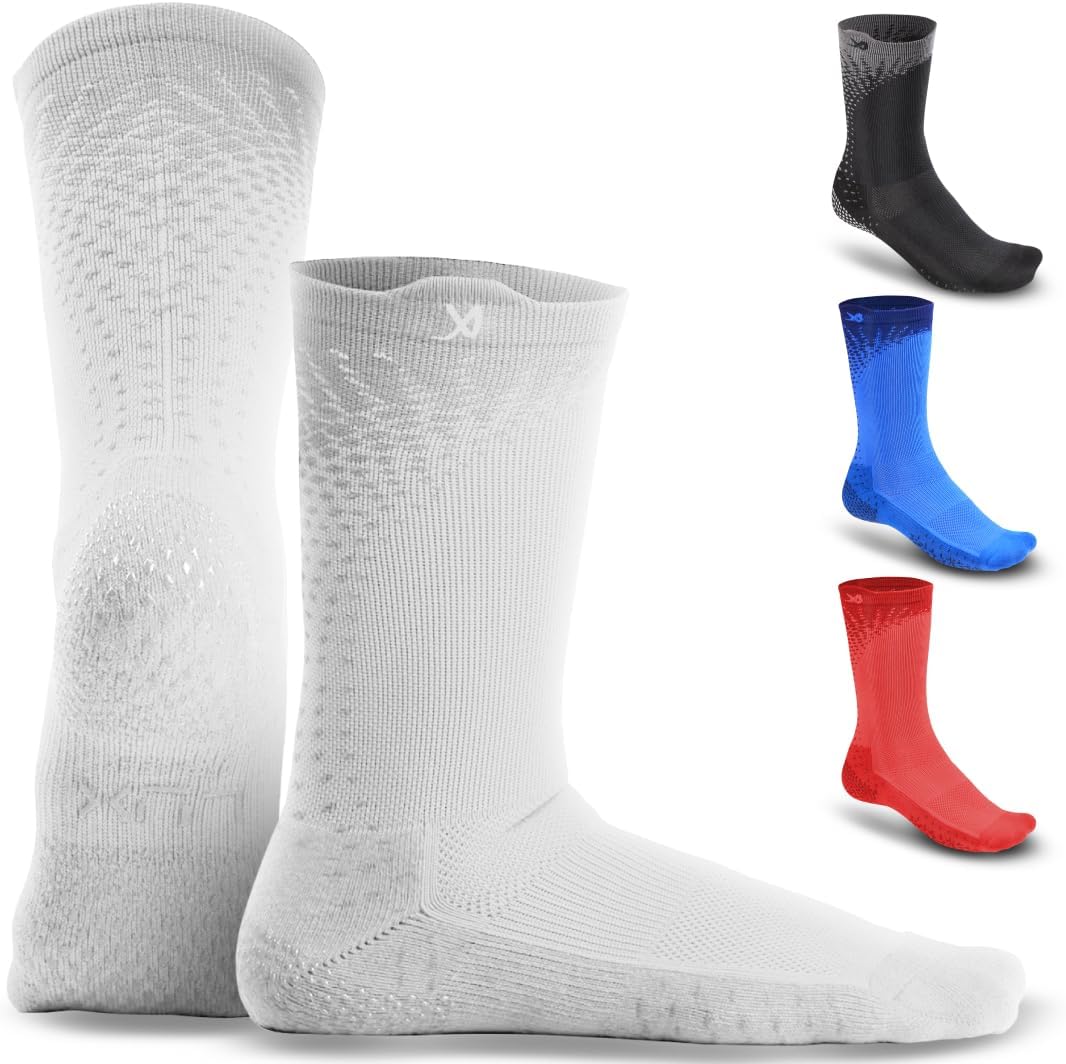Grip Socks for Cleat Sports - Unisex Ankle-High - Compression Grip Football Socks with DualGrip Tech, Non-Slip & Arch Support, Moisture-Wicking for Rugby & Baseball