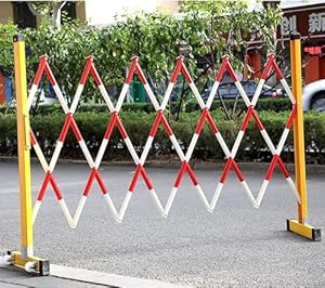 EkiDaz Mobile Concertina Safety Barrier Safety Barrier Folding Barrier Retractable Steel Barrier Yellow Space Saving