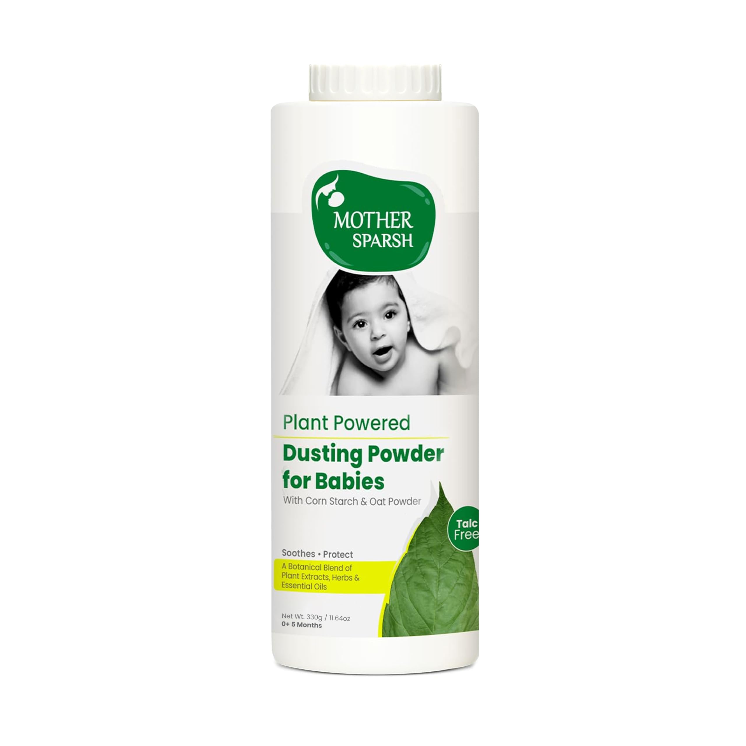 Mother SparshPlant Powered Dusting Powder For Babies - 330g | Talc Free Baby Powder With Corn Starch & Oat Powder