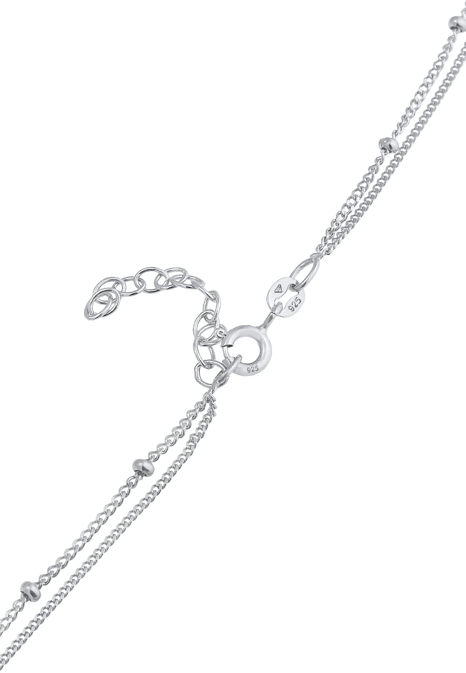 Elli Halskette Damen Choker Layer Look Kugelkette mit Rosenquarz 925 Silber