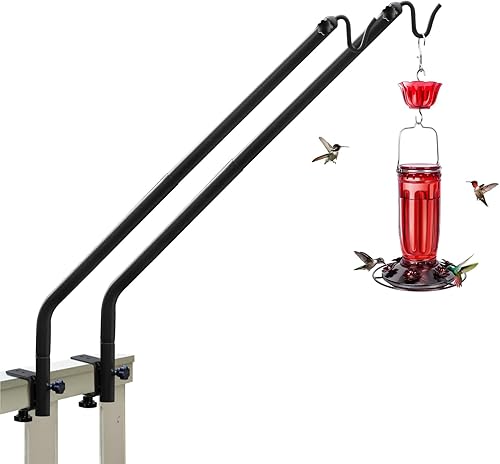 Miniatura 9 de Kingsyard Gancho de cubierta resistente, 39 pulgadas, ganchos de barandilla de metal ajustables para colgar comederos de pájaros, macetas, cestas de