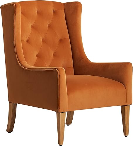 Miniatura 7 de Sepnine Silla decorativa de terciopelo con respaldo alto de mediados de siglo, sillón tapizado con respaldo de ala, silla de sala de estar, club con