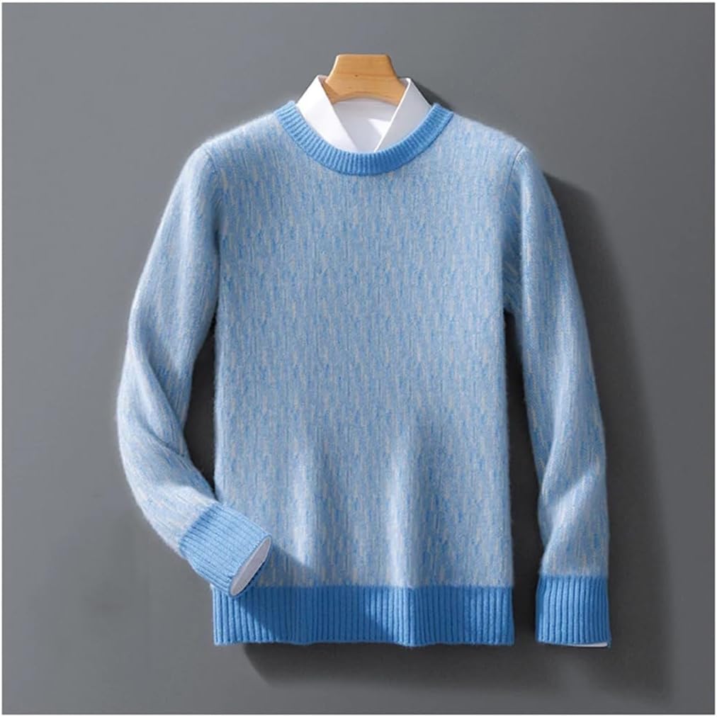 Men's Winter Cashmere Sweater Round Neck Loose Pullover Knitted Wool Bottoming Shirt Business Sweater