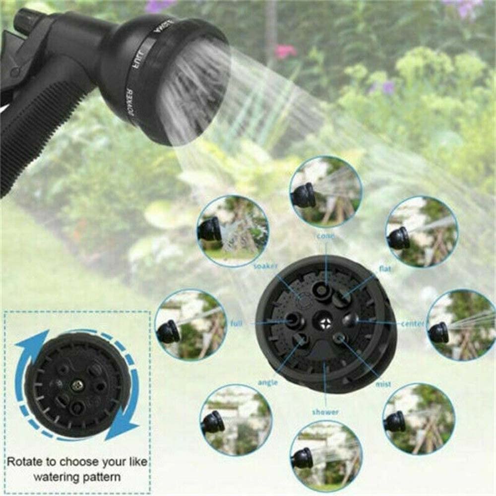 Gartenschlauch 30/45/60m dehnbarer Wasserschlauch Flexibe Schlauch, mit 8 Modi Wassersprühpistole und 2-lagigem Latexkern für Gartenbewässerung Autowäsche (45m/150FT)