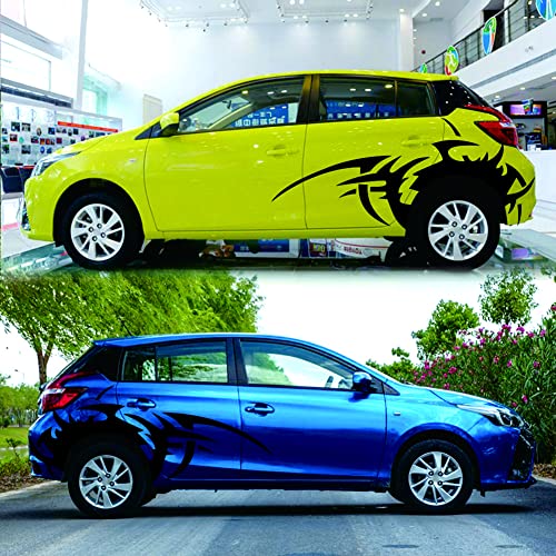 Greceyou 1 Pair Flame Graphics Decals Vinyl Stickers For Car Side Body Door Rear Wheel Fender Diy Racing Sports Decal For Car Truck Suv Rv Off-Road Vehicles, 62.99''X23.62'' (Black) #TOP3