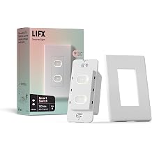 LIFX Smart Switch, 2-Button WiFi in-Wall Smart Light Switch, Glass Touch Panel, No Hub Required, Works with Standard &amp; Smart Bulbs, Alexa &amp; Google Home Compatible, 2.4GHz WiFi, White/Black