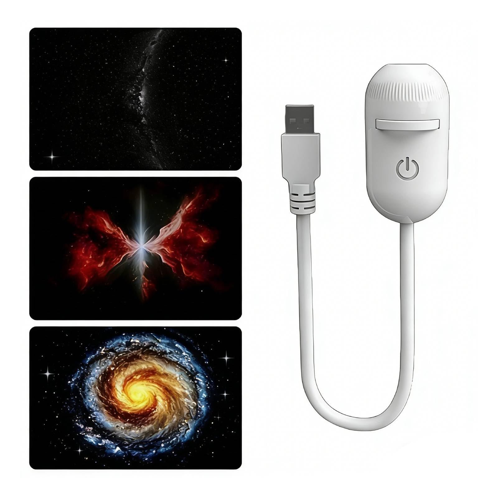 2-in-1 Galaxy Projector Night Light with Multiple Films, 360° Adjustable USB Rechargeable LED Space Lamp for Bedroom Wall Decor, Starry Sky Projection Creates Relaxing Sleep Atmosphere (3 Films)