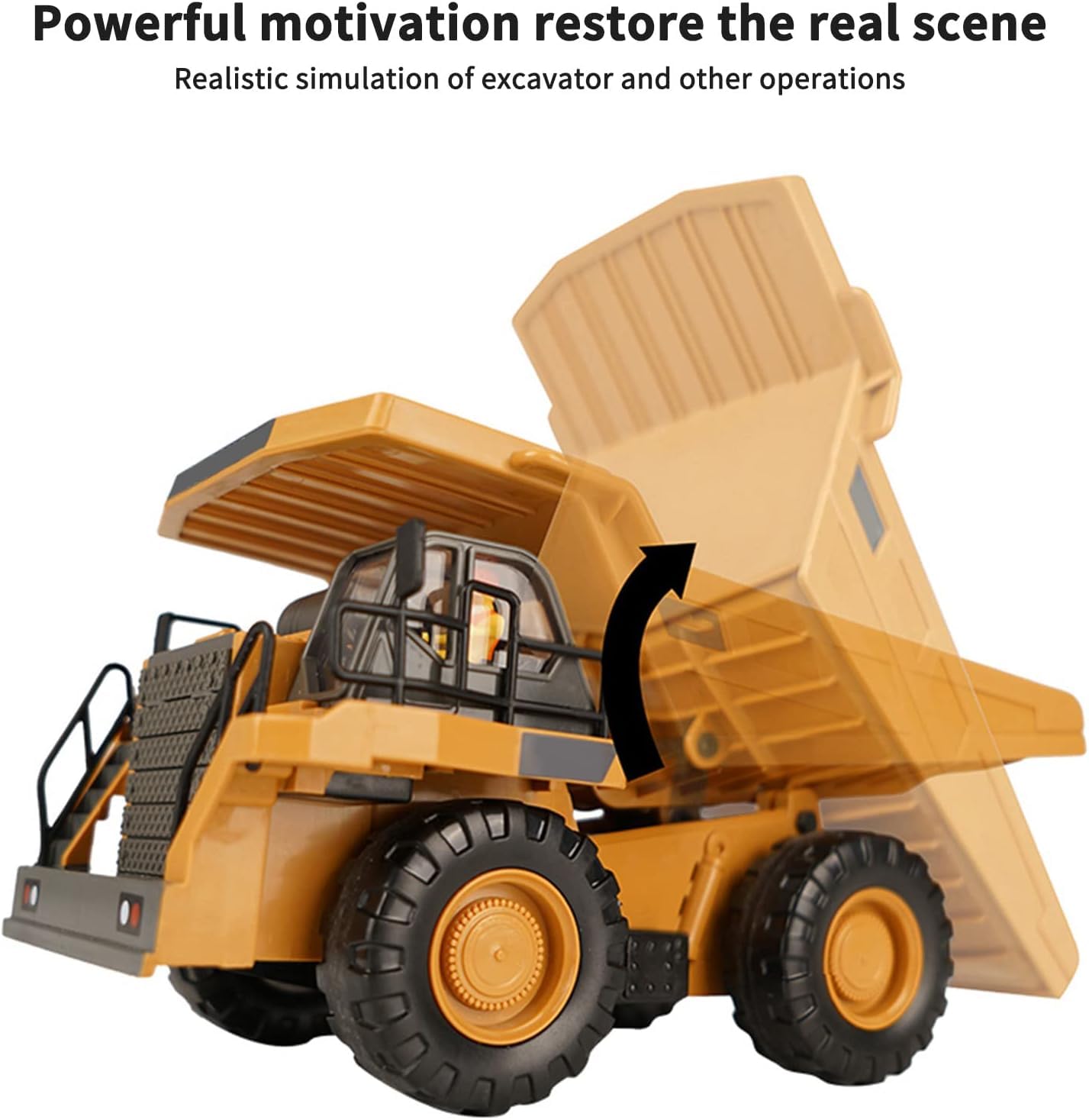 Black Foru RC Dump Truck, 1:24 Scale Remote Control Dump, 2.4GHz 9 Channel RC Construction Truck, Engineering Vehicles Educational Toys with Light and Music for Kids (RC Dump-9 Channel) 3