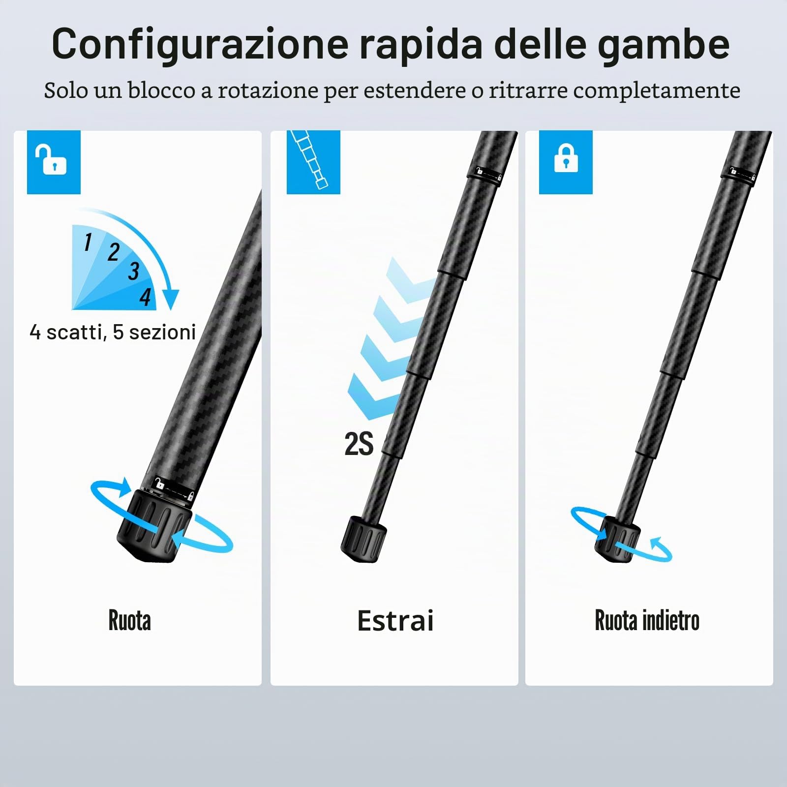 SIRUI Treppiede Fotocamera Carbonio Ultraportatile, 153cm Treppiede Viaggio con Testa a Sfera 360°, 920g Leggero Compatto, Carico Massimo 10KG, Ideale per Vlog/Paesaggistica - Traveler X-III