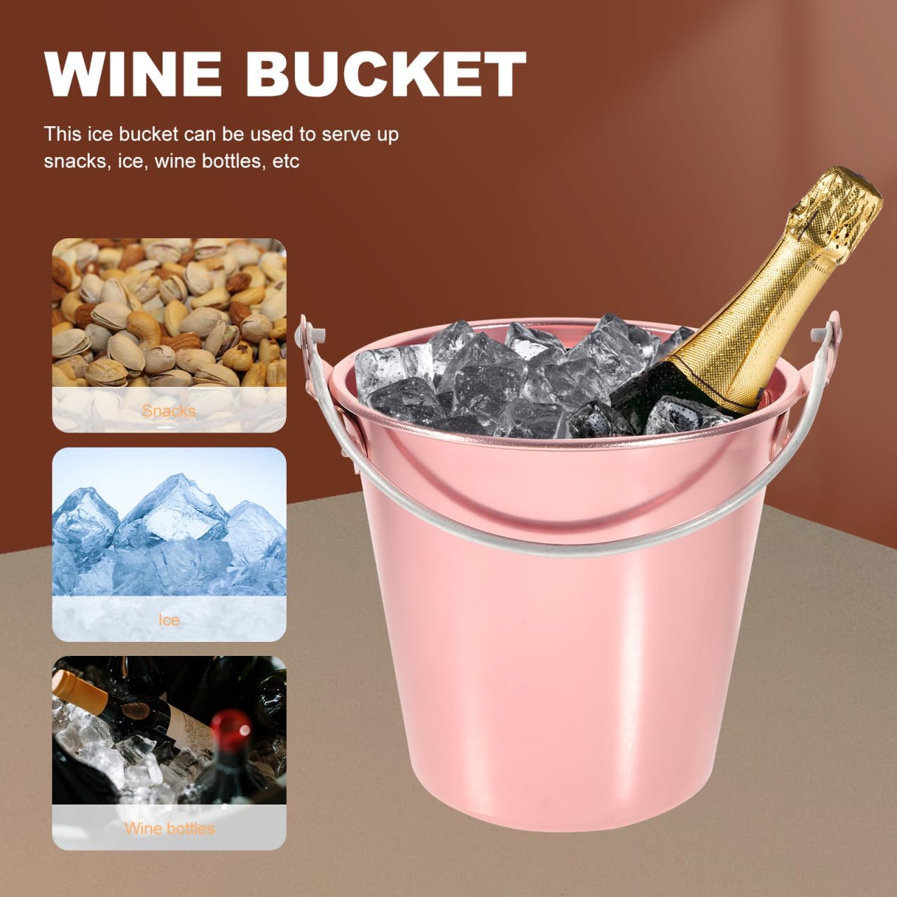 Garneck Ice Bucket with Tongs 5.51 Inch Wine Bucket for Bar Cart Cocktail Ice for Parties Home Bars Weddings Restaurants Ktv and Buffets Carry Handles