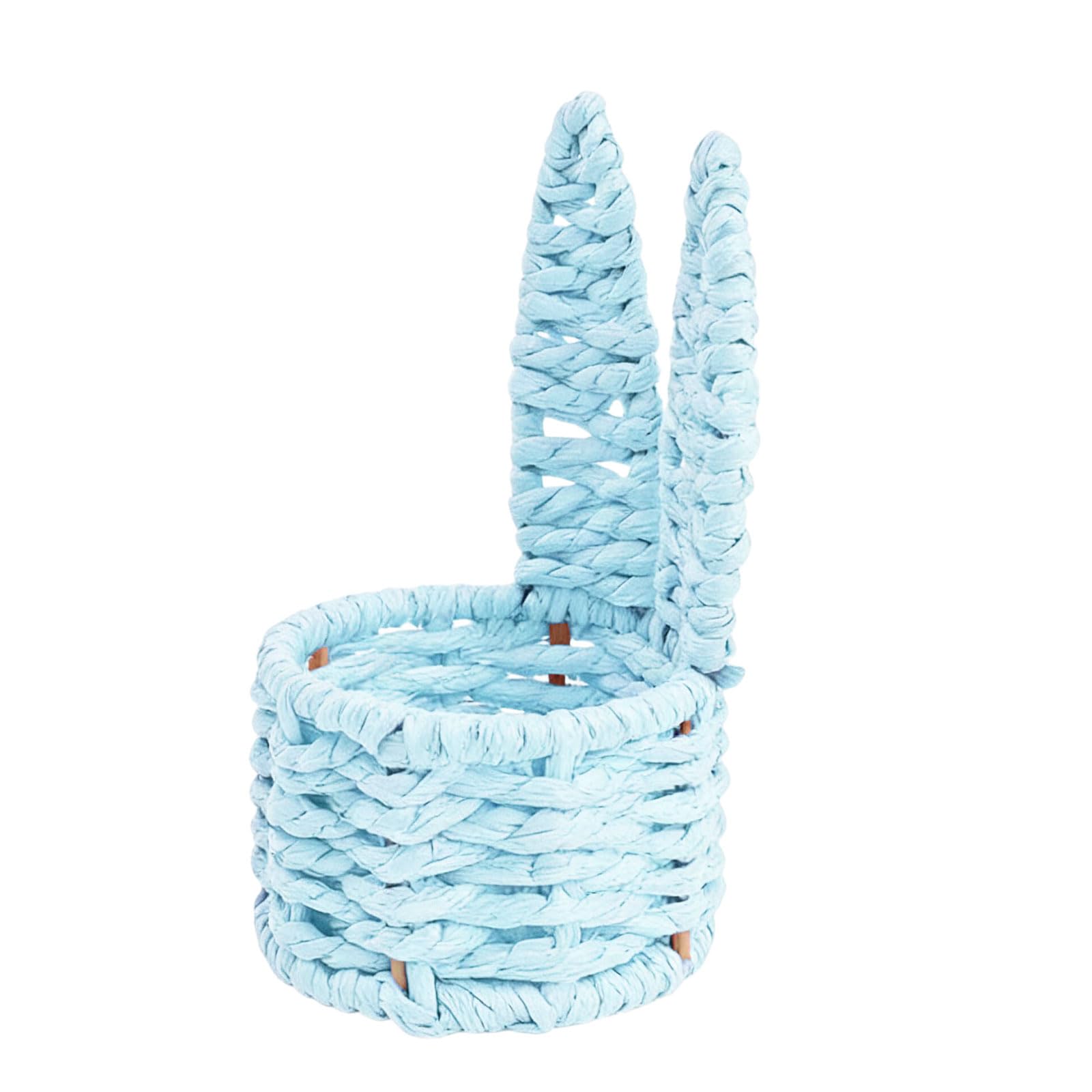 Tsophreniq Rabbits Ears Design Hand Woven Basket Miniature Size for Storing Easter Eggs Candy Home Organization Supplies Rabbits Ears Basket