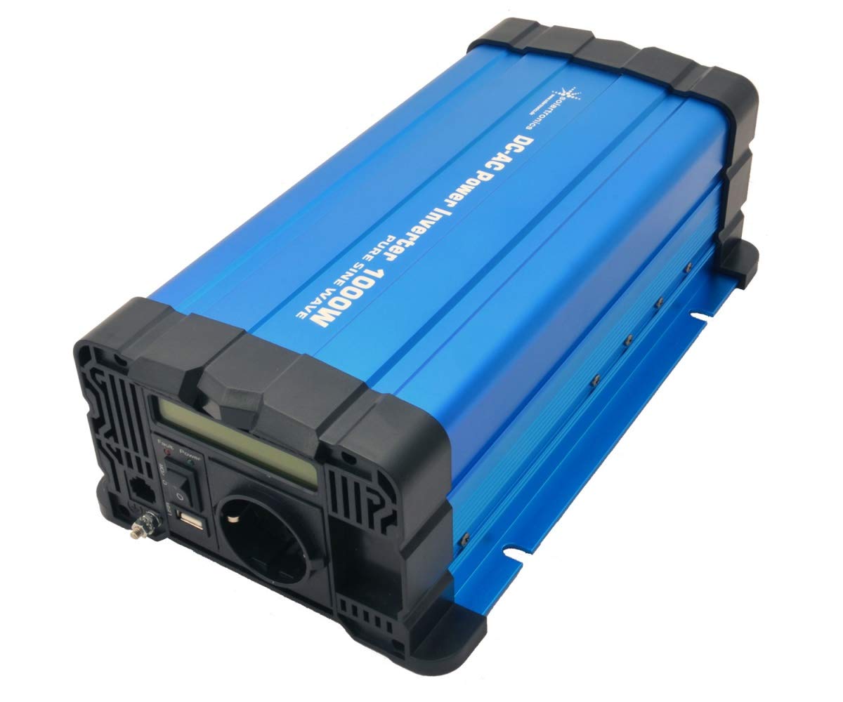 Solartronics FS1000D - Convertidor de tensión 24 V 230 V 1000 W con Pantalla – Onda sinusoidal Pura 24 V Arriba para Ruedas y caravanas – 2000 W Spitzenleistung – Silvestre & conexión USB