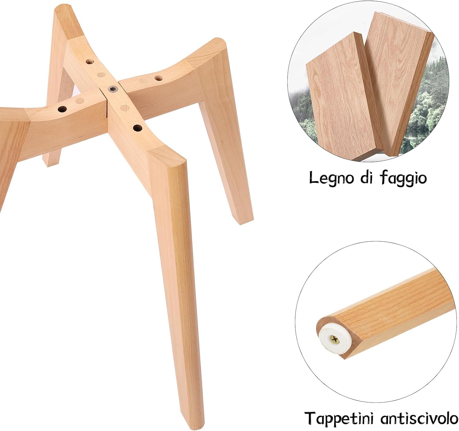 JIJIAN Set di 6 Sedie Sala da Pranzo, Gambe in Legno di Faggio, Imbottite in Pelle PU, Design Ergonomico, Stile Nordico, Adatte per Sala da Pranzo, Cucina, Soggiorno, Sala Riunioni, Bar, Caffè