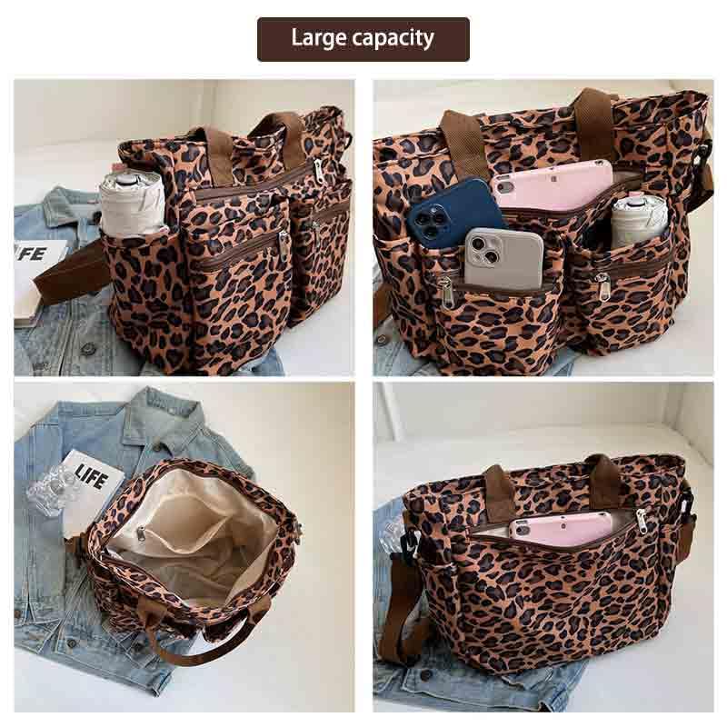 Bolso tote grande estampado leopardo para mujer miniatura 6