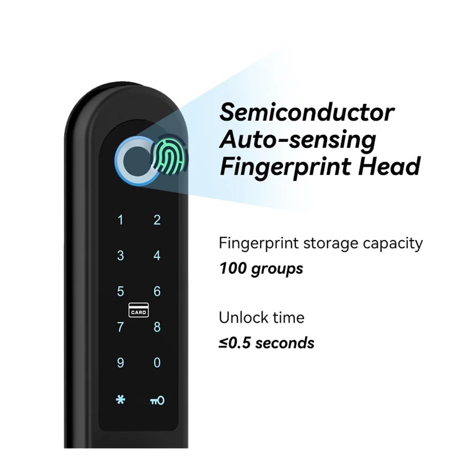 Aluminium Terrasse Glasschiebetür Smart Lock Tuya App Griff Tastatur FingerabdruckElektronisches Schloss Mit Doppelhaken Einsteckschloss Einfache Hohe Sicherheit(Round-01,22270 3585 Hook)