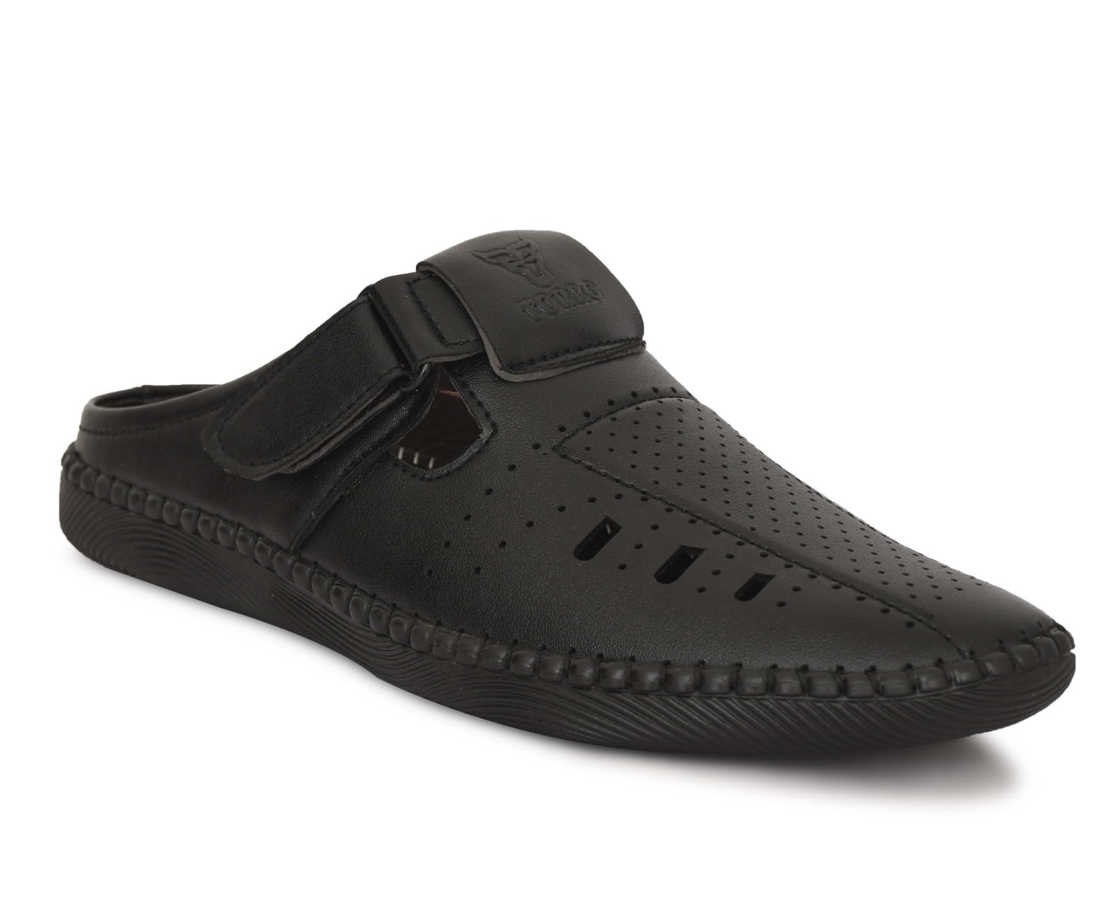 Men's Premium Black Clogs | Perforated Half-Shoe Mule Design Sandals for Daily & Outdoor Wear-image-2