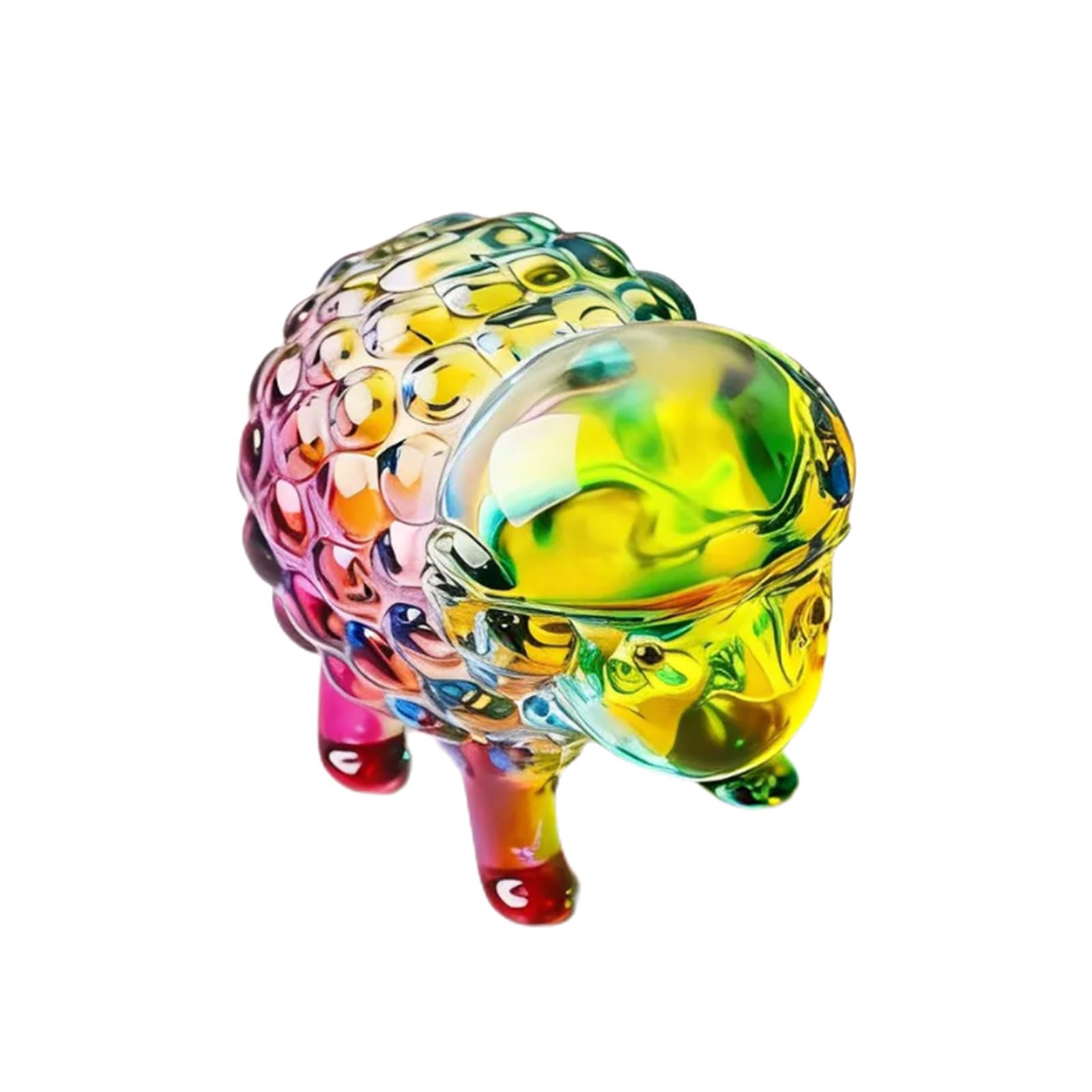Msioytog Colorful Sheep Shape Cuteness Statues Small Figurines Glass Texture Suitable for Home Decoration and Projects Crystal Sheep Figurine