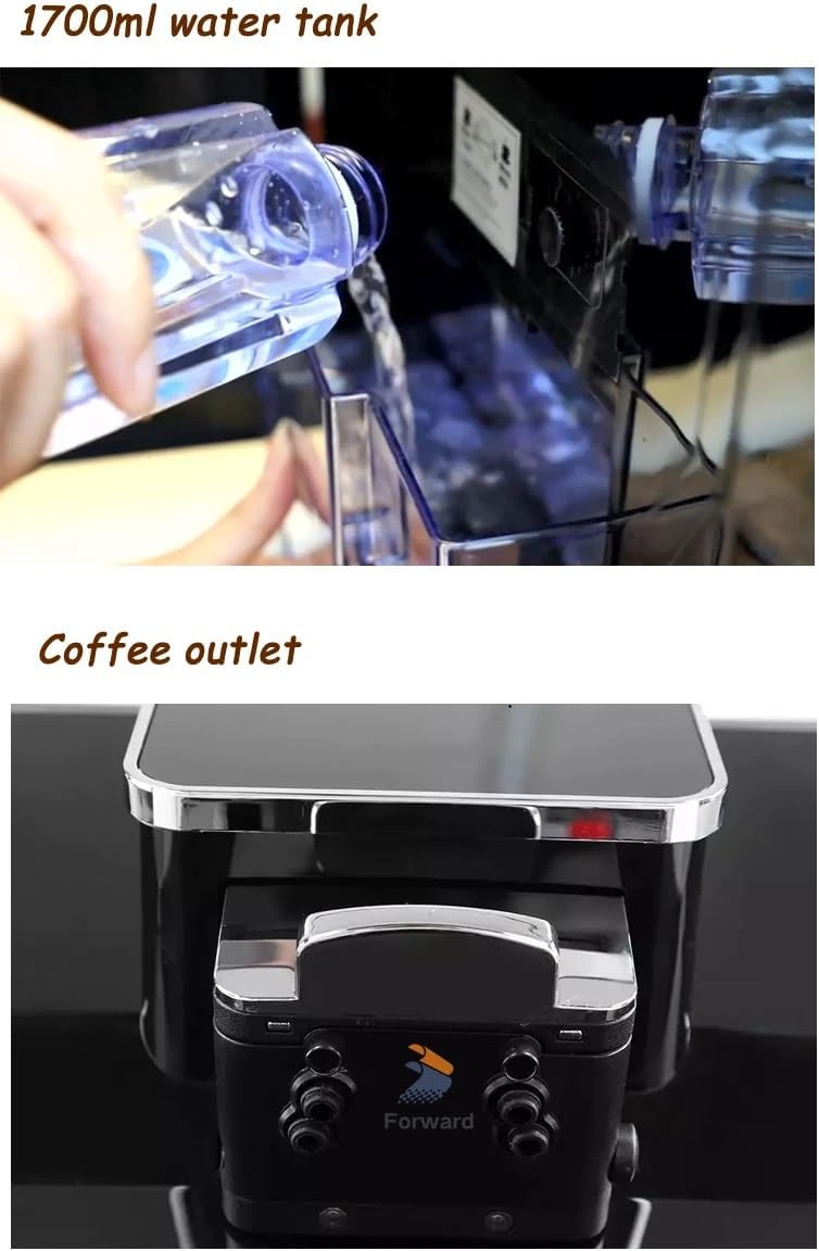 GOWE Super Automatic Coffee Espresso Machine Durable Automatic Espresso Machine Commercial 4 in 1 Coffee Machine Espresso Maker With Grinder 1500W Milk Steamer Cappuccino Latte Americano Coffee Maker
