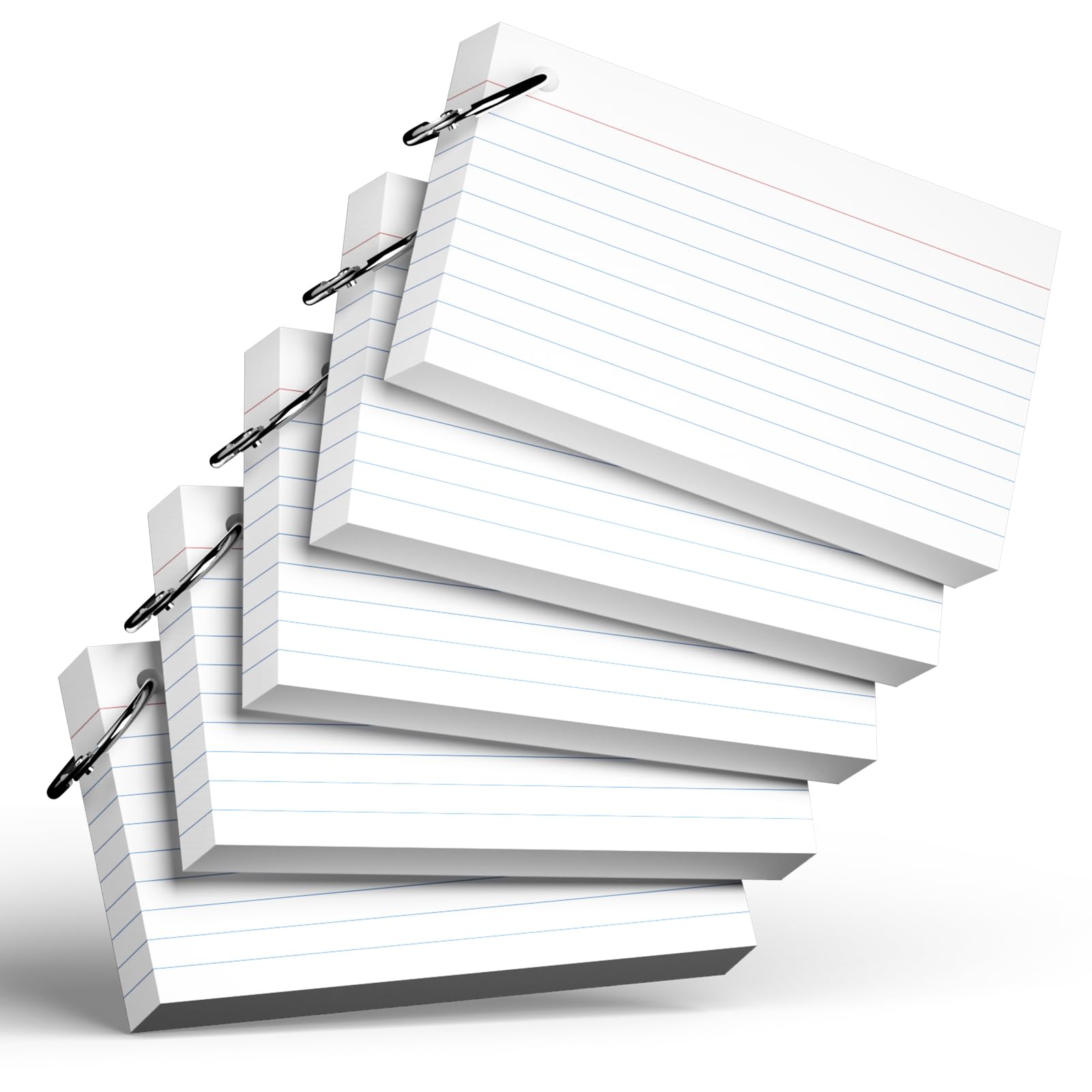 250 Count White Index Cards with Ring 3 x 5 Inch Heavyweight Ruled Index Cards, Flash Cards for School & Office Supplies and Home Organization, Durable Study To Do List Note Cards with Ruled Lines