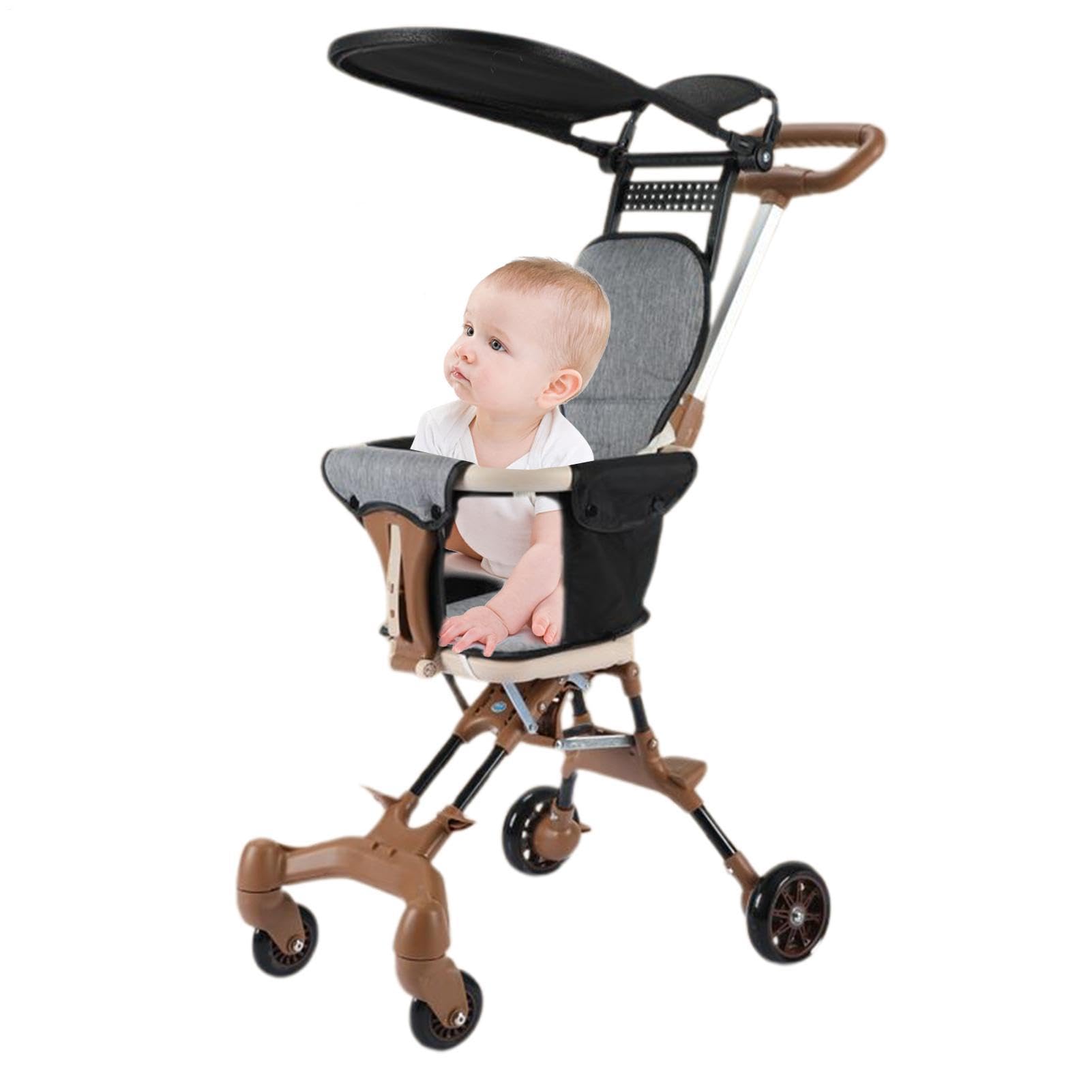 Poussette Bébé Portable | Aluminium ABS 52x42x90cm Légère Pliable | Siège Réversible Deux Sens Compact Parapluie Canne Avion Extérieur Transport Enfant
