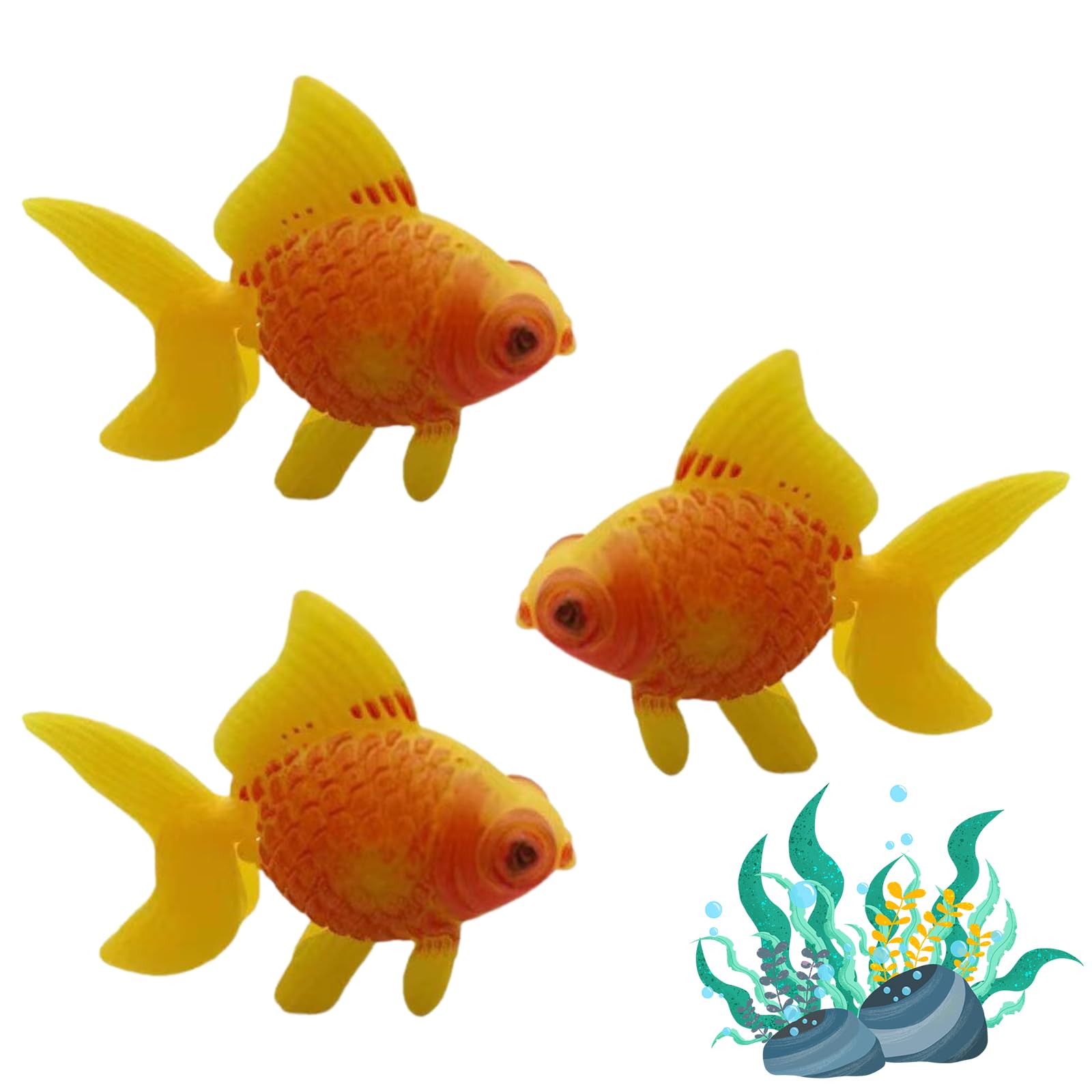 UEKPDM Artificial Goldfish, 3 Pack Floating Ornaments, 5cm