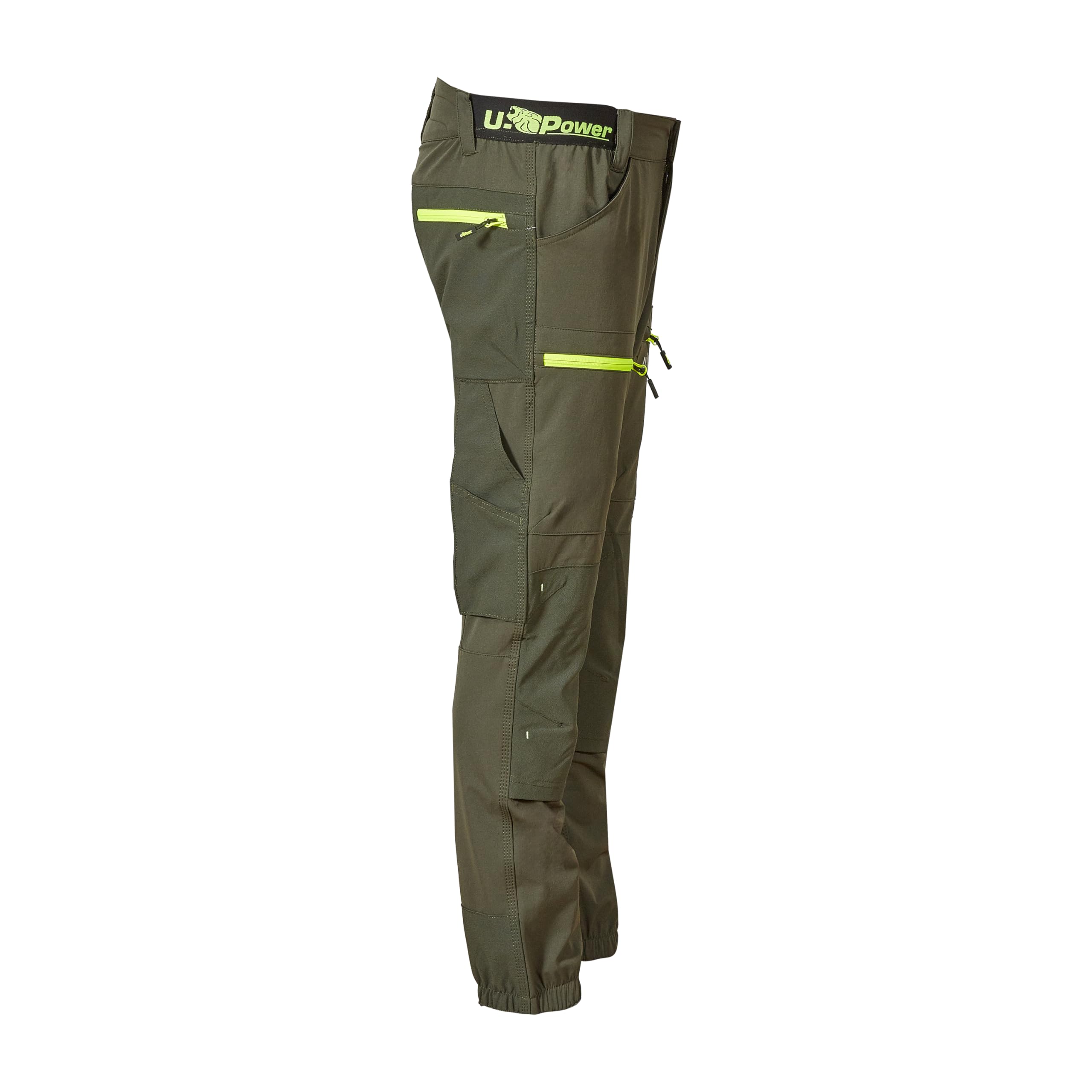 U-Power Don't Worry... BE Happy! Pantalone da Lavoro in Tessuto Stretch, con Tasche, vestibilità Jogging Horizon Dark Green Pantaloni Casual da Lavoro Uomo
