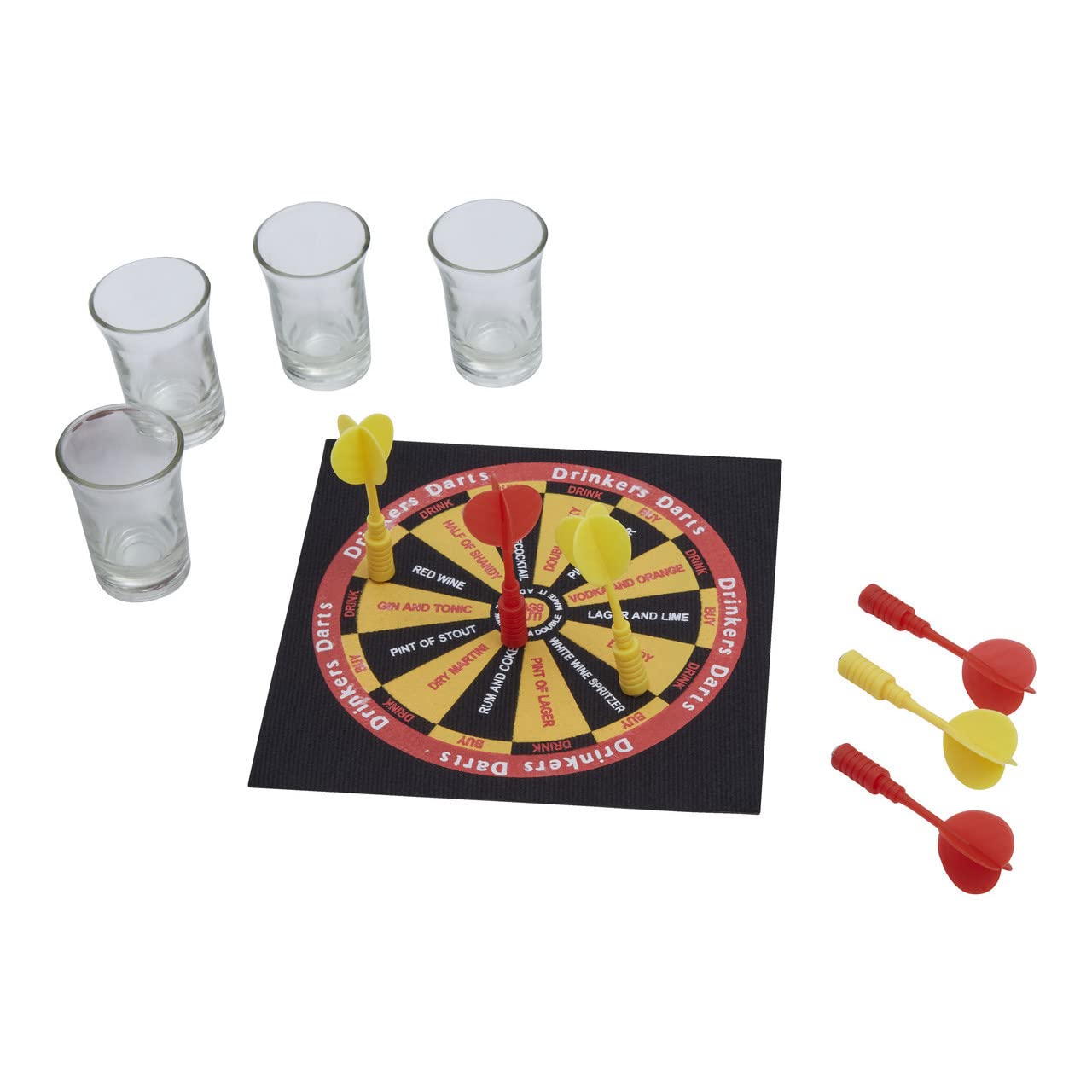 Premier Housewares Shot Glasses Set Of 4 Vodka Glass With Dart Board / Drinking Glass / Multi-Coloured Darts For Drinking Game 15 X 3 X 15