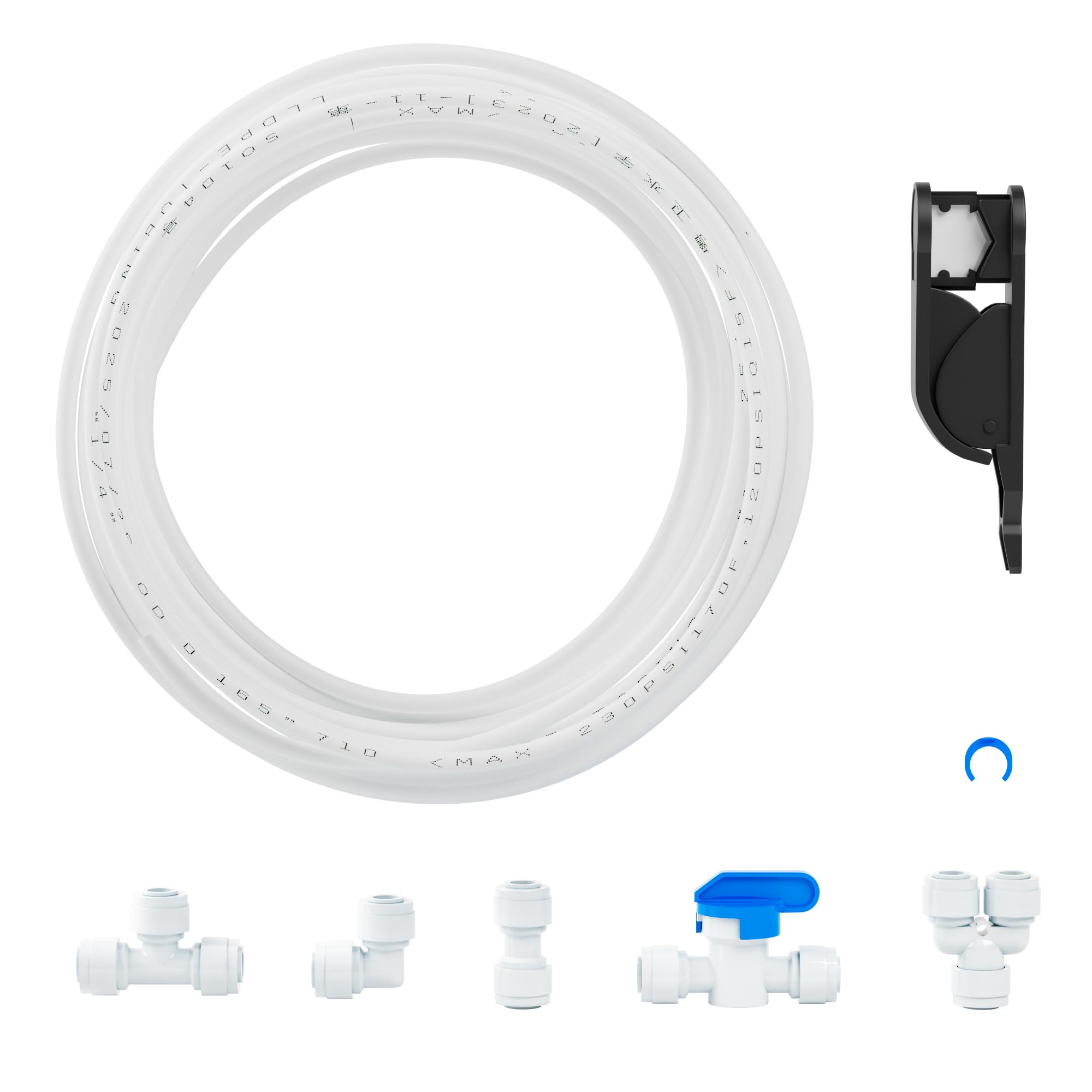 Dmtval White Professional 1/4" Od Tubing Water Line Kit For Refrigerator Ice Makers, 49.2 Ft Ice Maker Water Line Kit For Ro Water Systems With Fittings(White)
