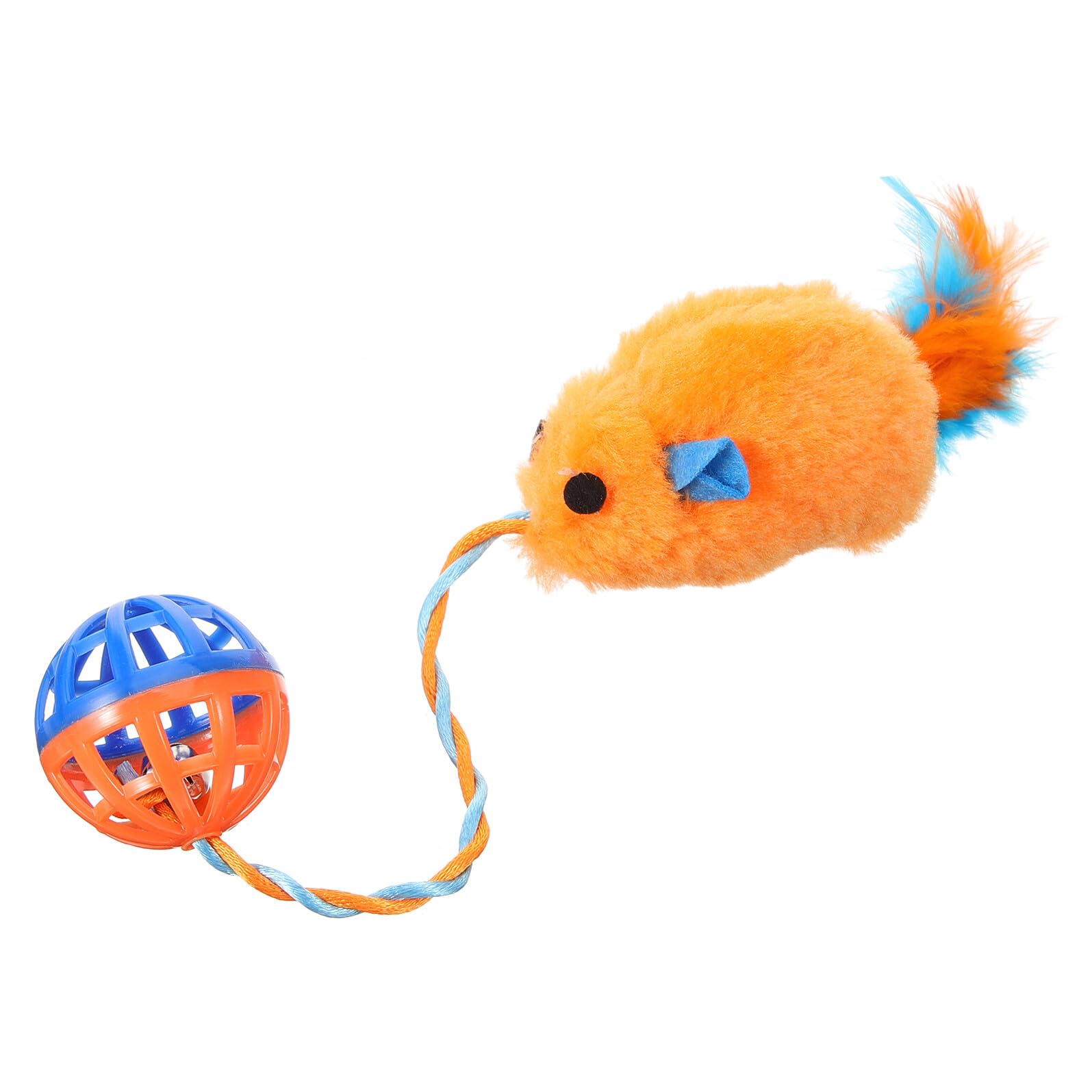 Interactif pour Chat avec Souris Peluche et Clochette Plastique de Chasse Stimulant Instinct et Résistant pour Jeu Intérieur et Exercice des Chats