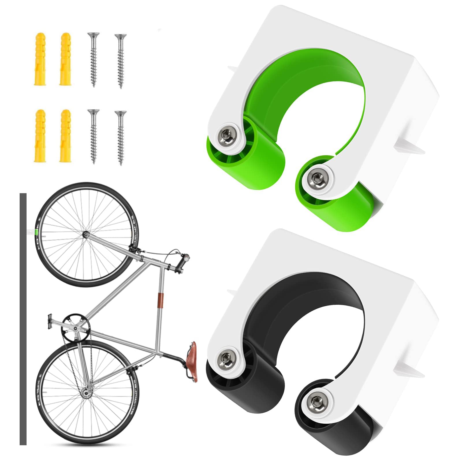 TERRIFI Mountain Bike Parking Buckle Fixed, 2 PCS Indoor Storage Rack for Bicycle with Screw Fitting Bike Wall Mounts, for Bicycles Parking Clip Cycle Hanger Holder, 1.75-2.25In