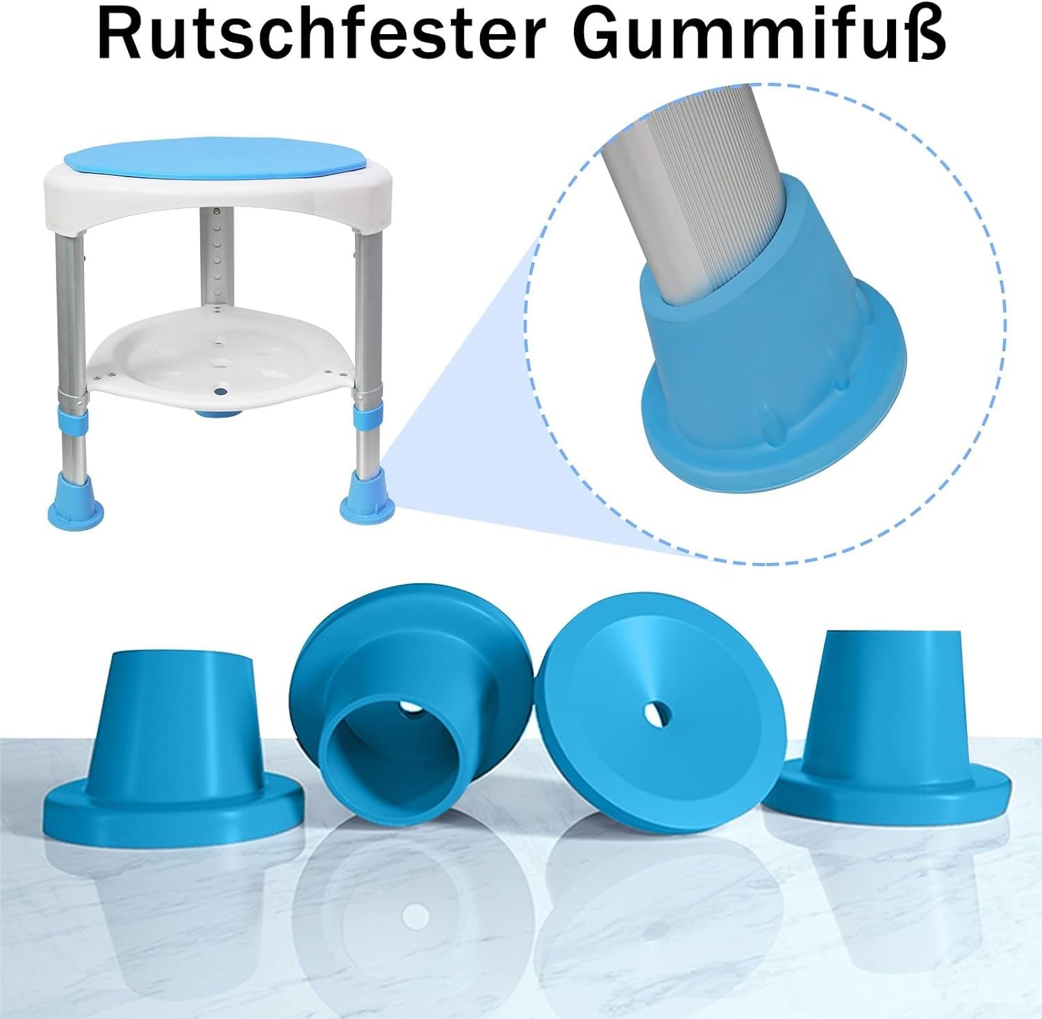 Silla De Ducha Taburete De Ducha Redondo Giratorio De 360 ​​° Asiento De Ducha Antideslizante Banco De Ducha Ajustable Altura Asiento De Banco De Baño Adecuado para Personas Mayores