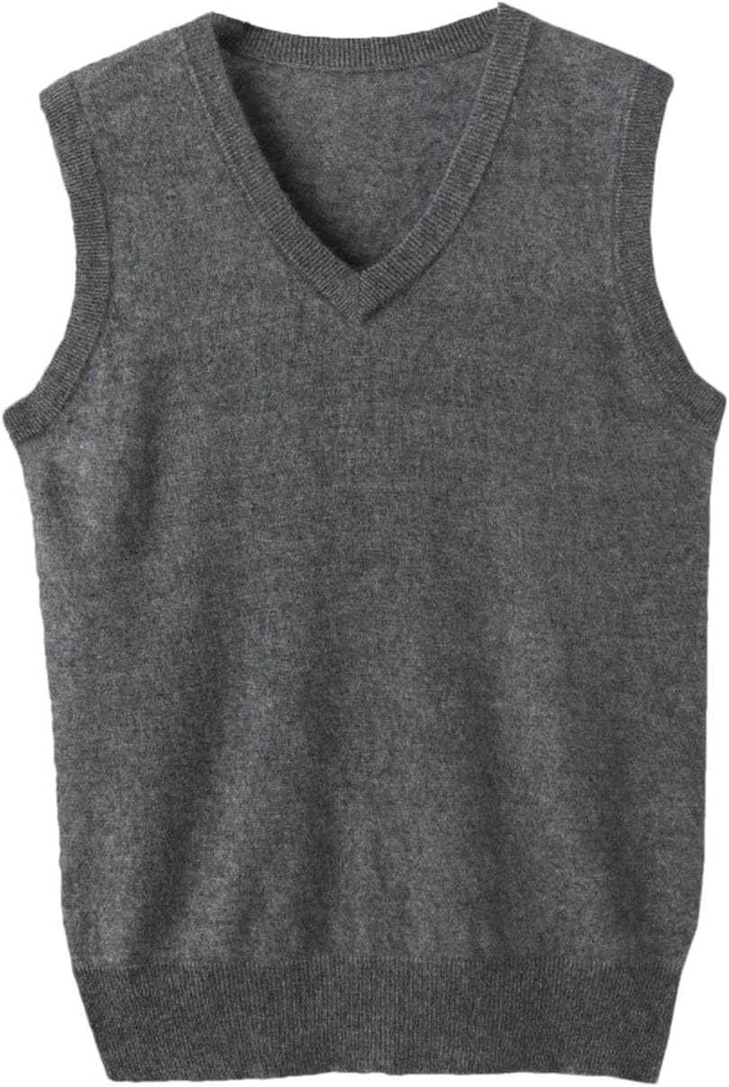 Men Vest Sleeveless Sweater Spring V-Neck Vest Tops Knit Sweater Vest