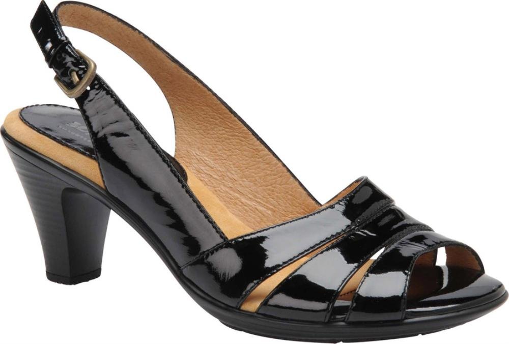 Comfortiva® Neima - Soft Spots Sandals for Women – Smooth Lining – Slingback Strap – Hand-Painted Sleek Heels Black Patent 7.5 WW (EE)