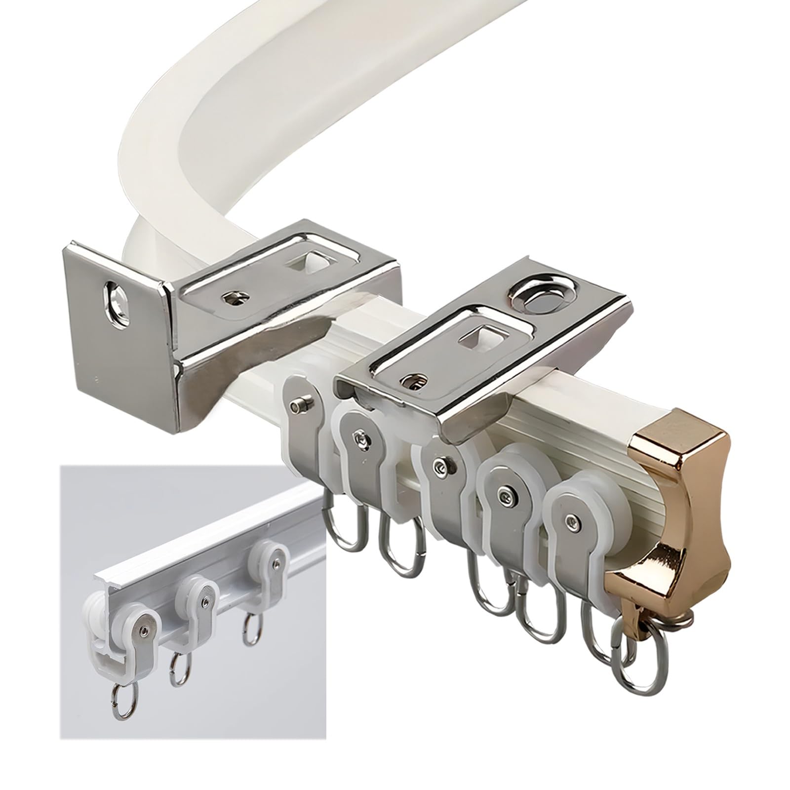 Rieles De Cortina De Techo Riel Aluminio Fácil De Doblar Pista De La Cortina Montaje En Pared/Techo Curtain Track con Ruedas Silenciosas Funcionamiento Suave Riel Cortina Flexible