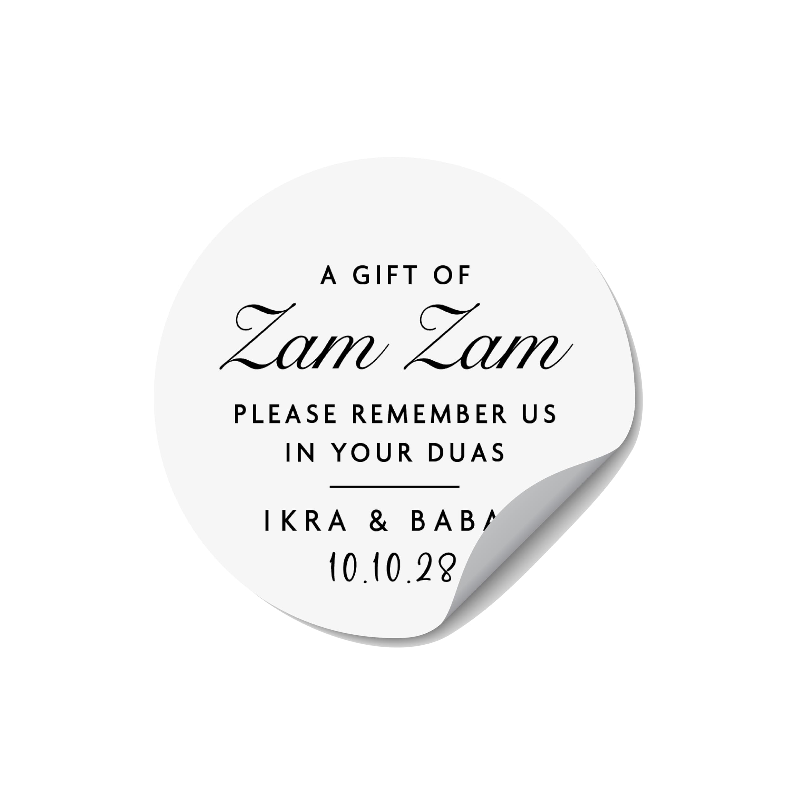 Zam Zam Water Bottle Stickers Personalised, Islamic Wedding Labels, Nikkah Favour Stickers, Custom Muslim Wedding Bottle Labels - ZZ05