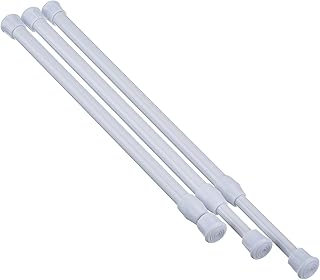 Hotop 3 Pack Cupboard Bars Tensions Rod Spring Curtain Rod, Adjustable Width (9.84-15.75 Inches, White)