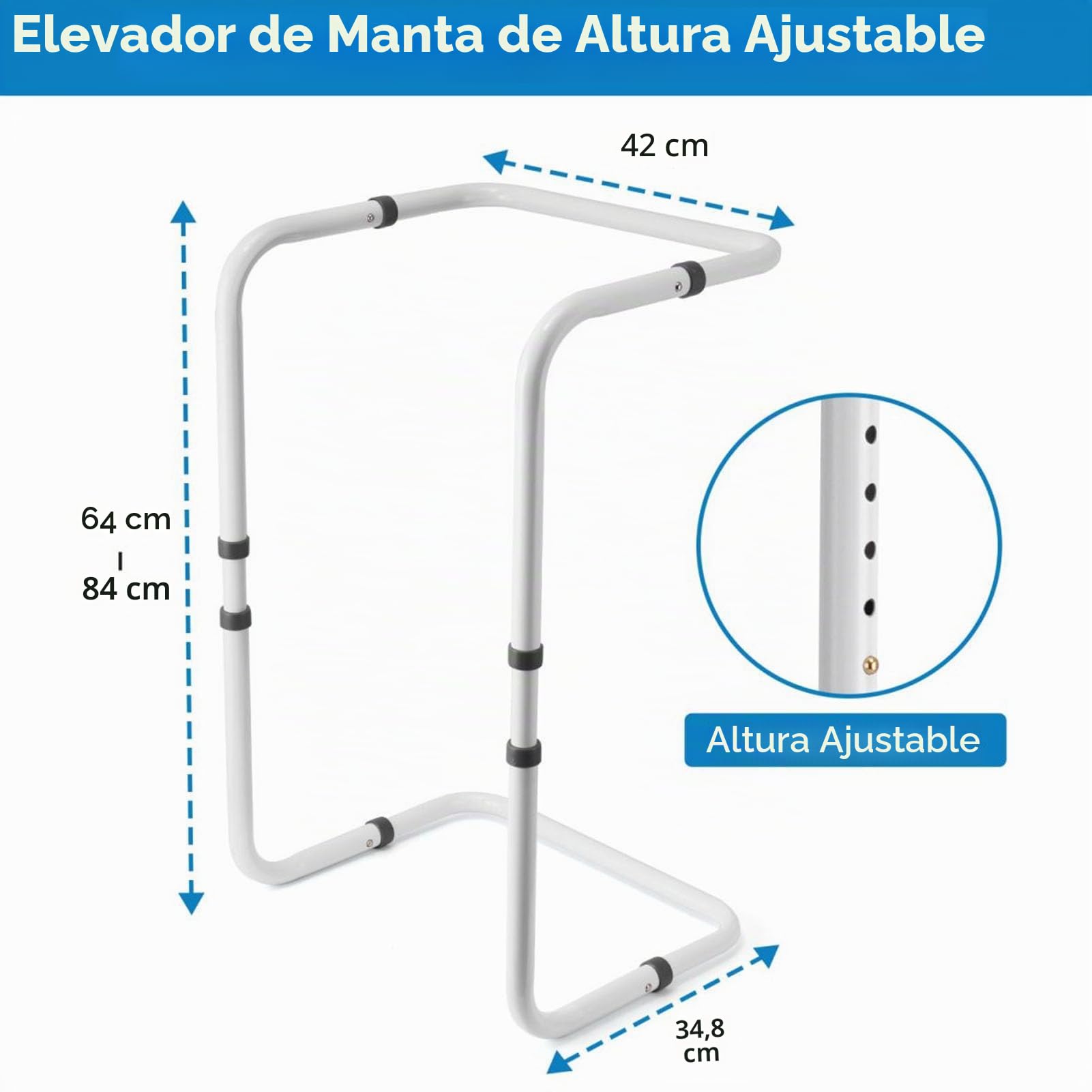 Zunate Elevador de Manta Ajustable para Pies, Reduce la Presión, Fácil Instalación y Portabilidad, Longitud Ajustable, Adecuado para Cama, Recuperación Posquirúrgica, Marco de Soporte