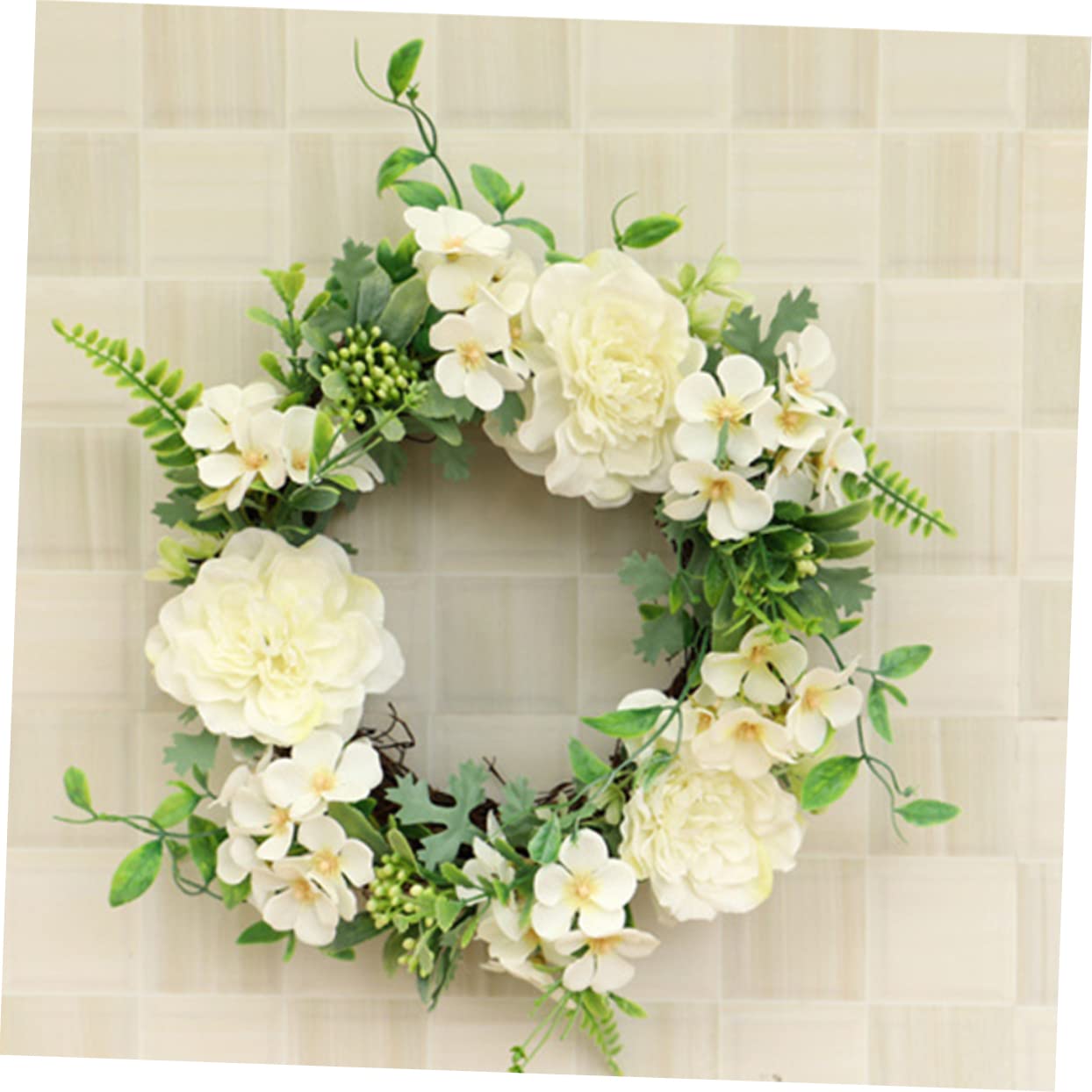 STOBAZA 2stücke Künstlicher Camellia Blumenkranz Weiße Wanddekoration Für Tür Und Festlichkeiten Pflegeleicht Und Langlebig Für Hochzeiten Partys Und Zuhause